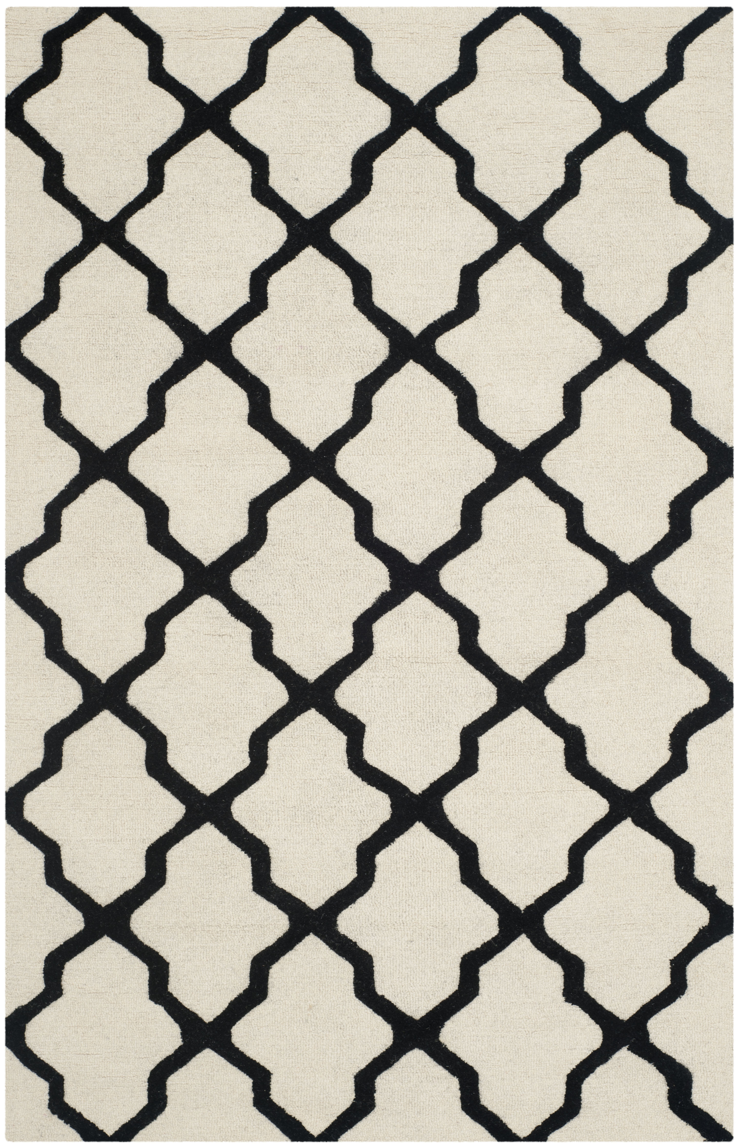 Tapis de salon interieur en ivoire & noir, 152 x 244 cm Tapis de salon interieur en ivoire & noir, 152 x 244 cm