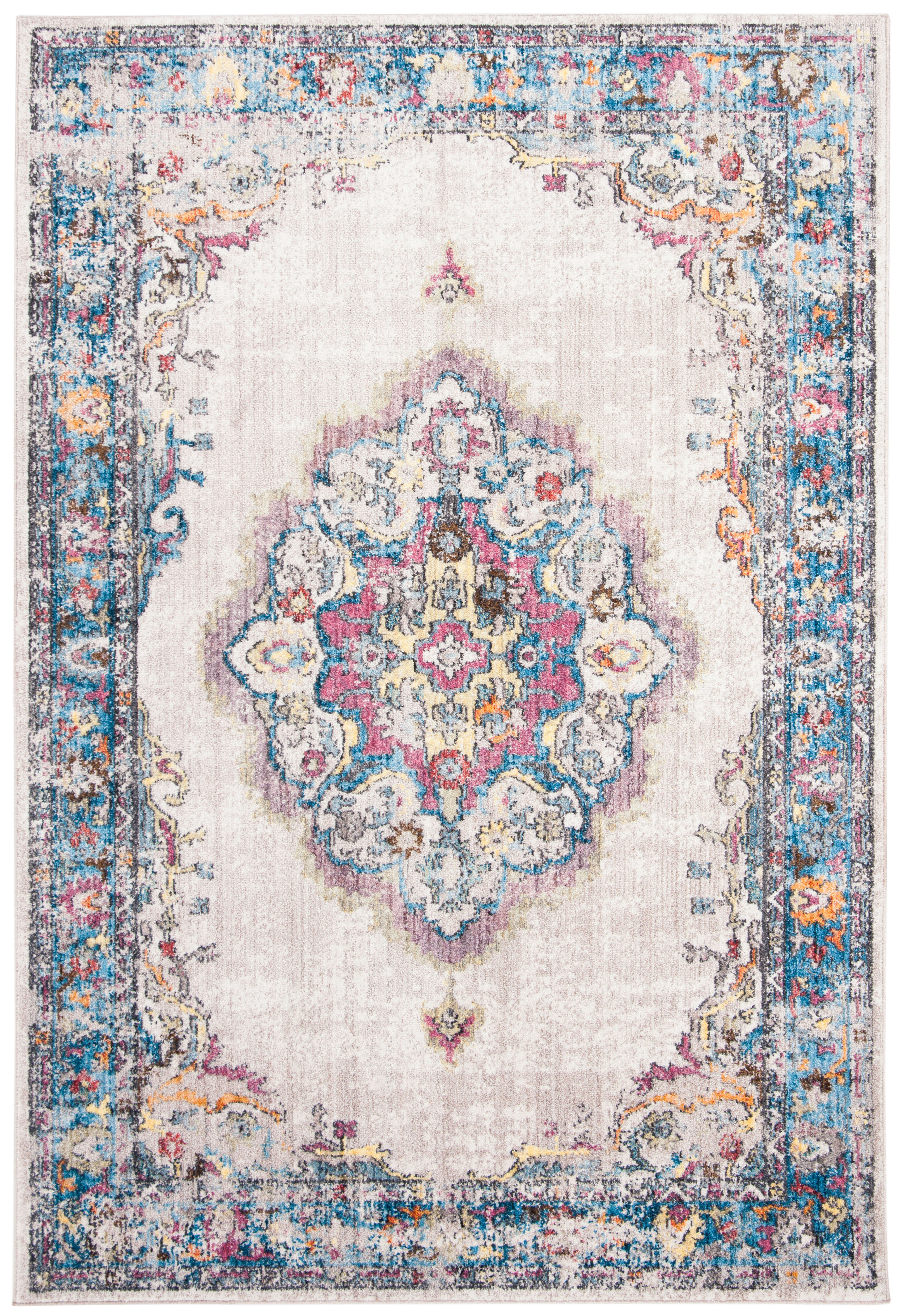 Tapis de salon d'inspiration vintage gris clair et bleu 160x230 Tapis de salon d'inspiration vintage gris clair et bleu 160x230