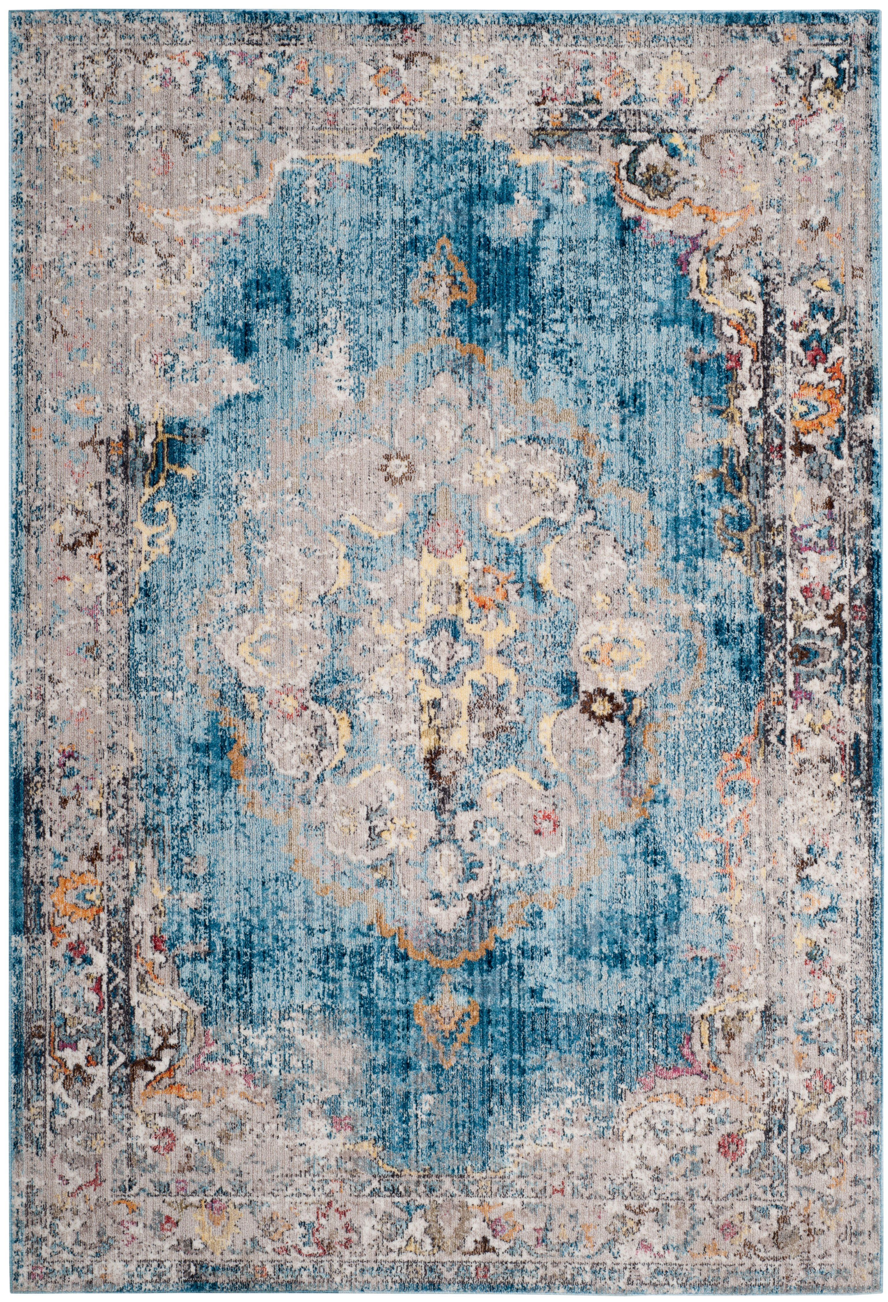 Tapis de salon d'inspiration vintage bleu et gris clair 200x300 Tapis de salon d'inspiration vintage bleu et gris clair 200x300