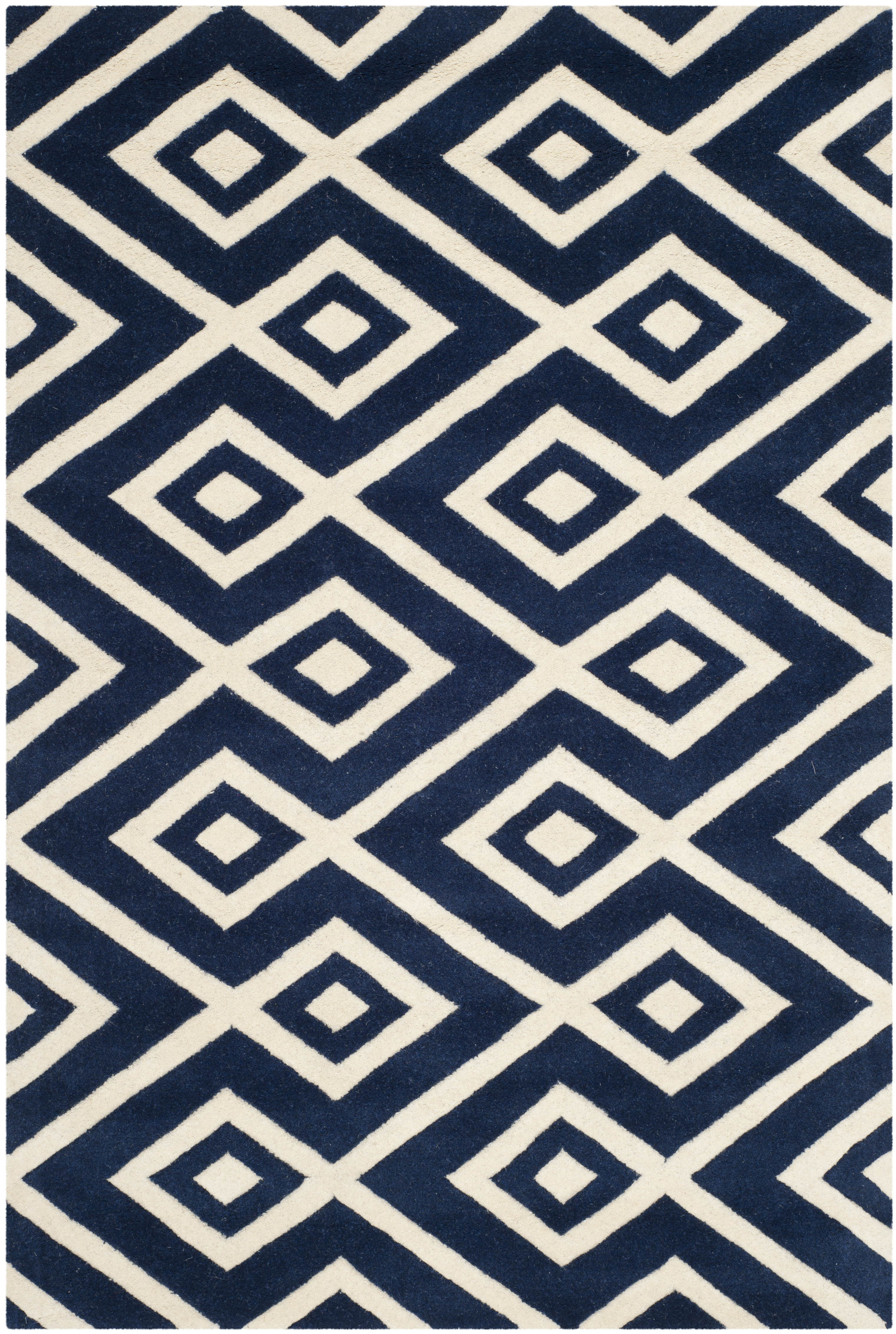 Tapis de salon moderne bleu foncé et ivoire 152x243 Tapis de salon moderne bleu foncé et ivoire 152x243