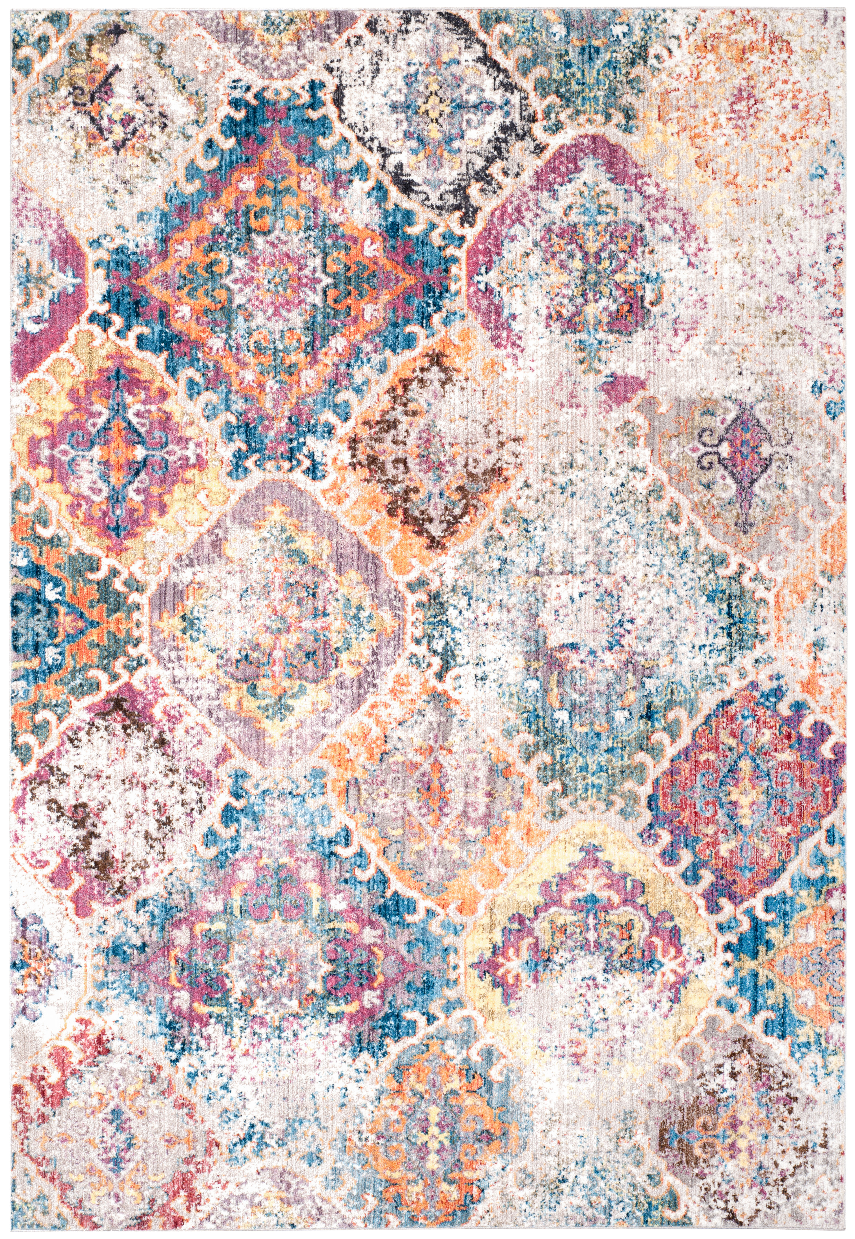Tapis de salon d'inspiration vintage bleu et gris clair 160x230 Tapis de salon d'inspiration vintage bleu et gris clair 160x230