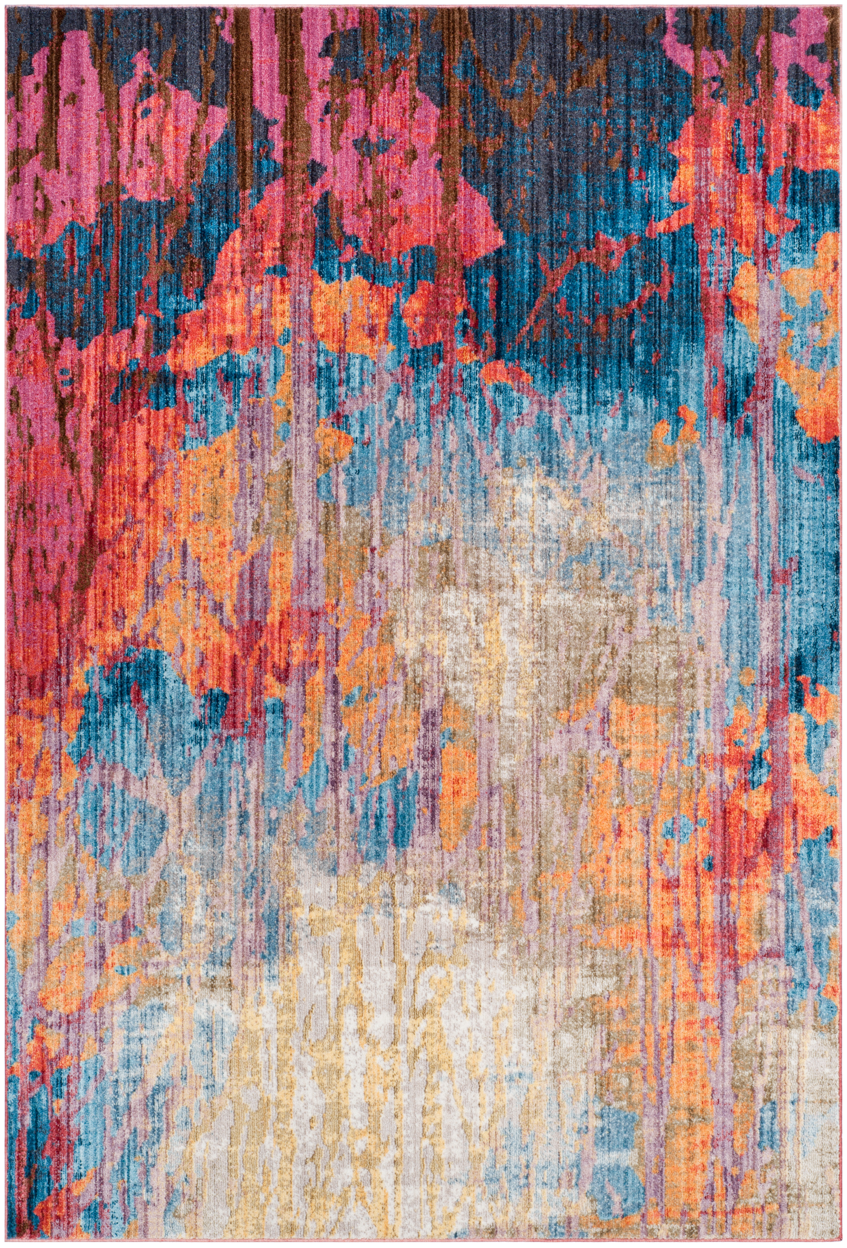 Tapis de salon d'inspiration vintage bleu et rouille 160x230 Tapis de salon d'inspiration vintage bleu et rouille 160x230