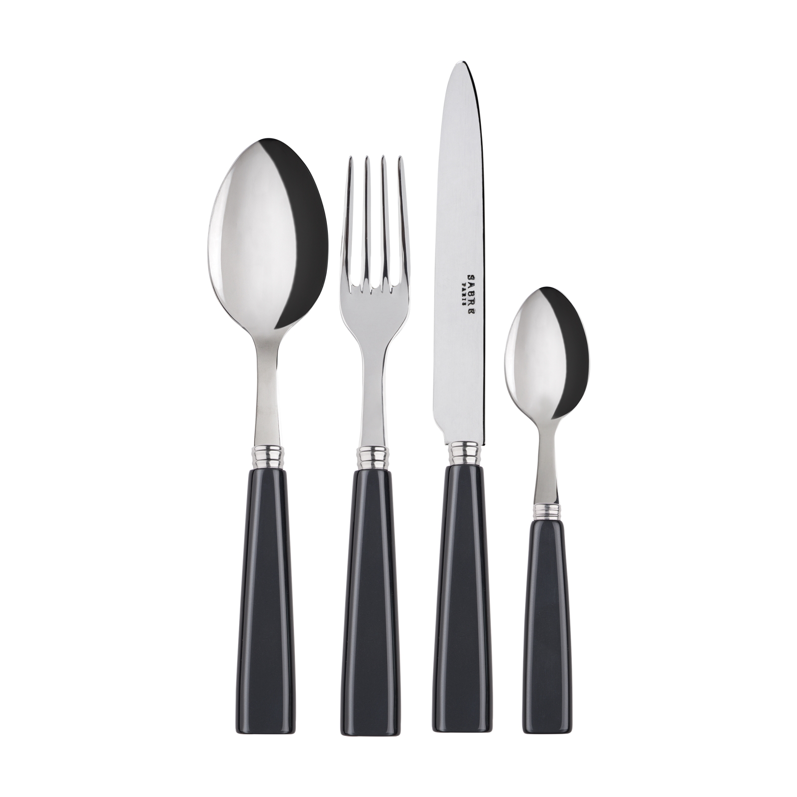 Ménagère service 24 couverts inox et acrylique anthracite Ménagère service 24 couverts inox et acrylique anthracite