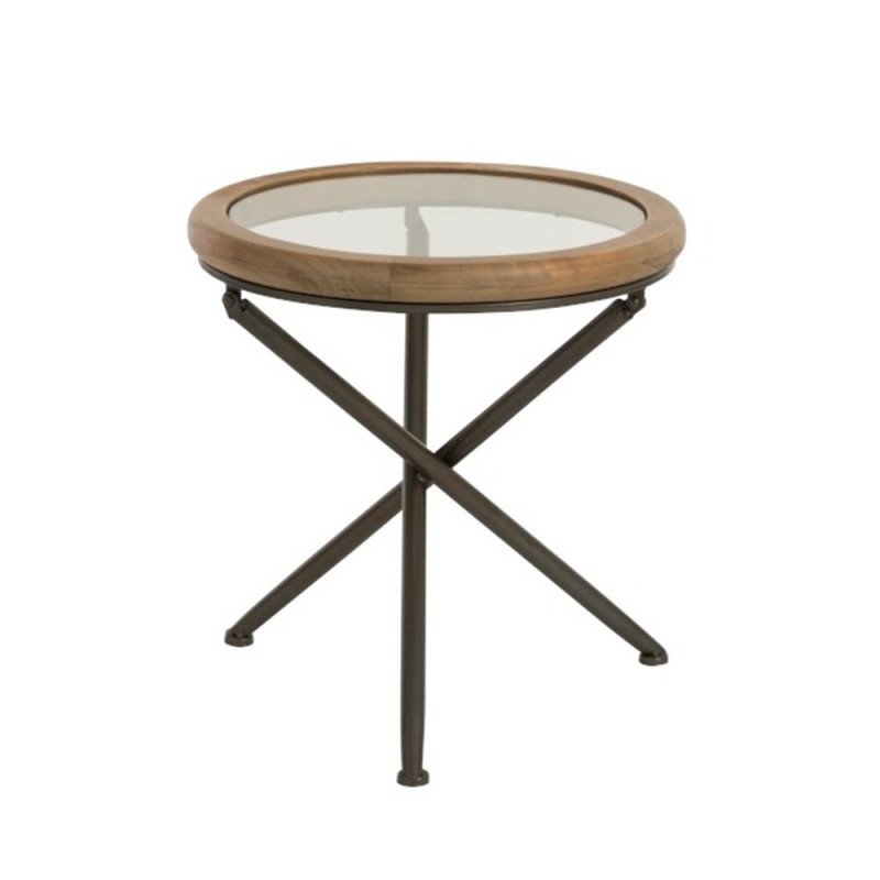 Table d'appoint bohème en bois et verre