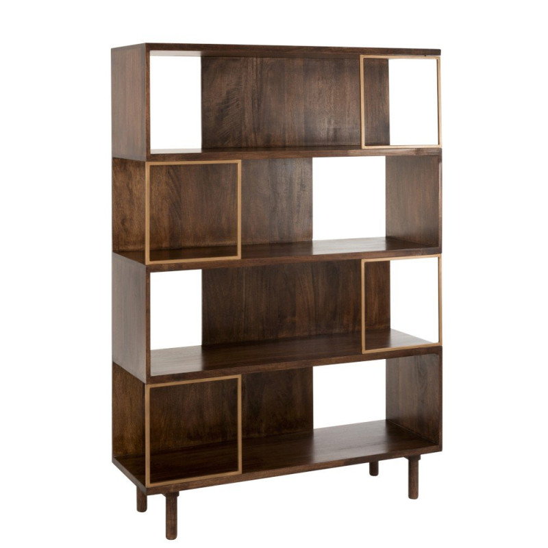 Etagère moderne en bois et métal doré