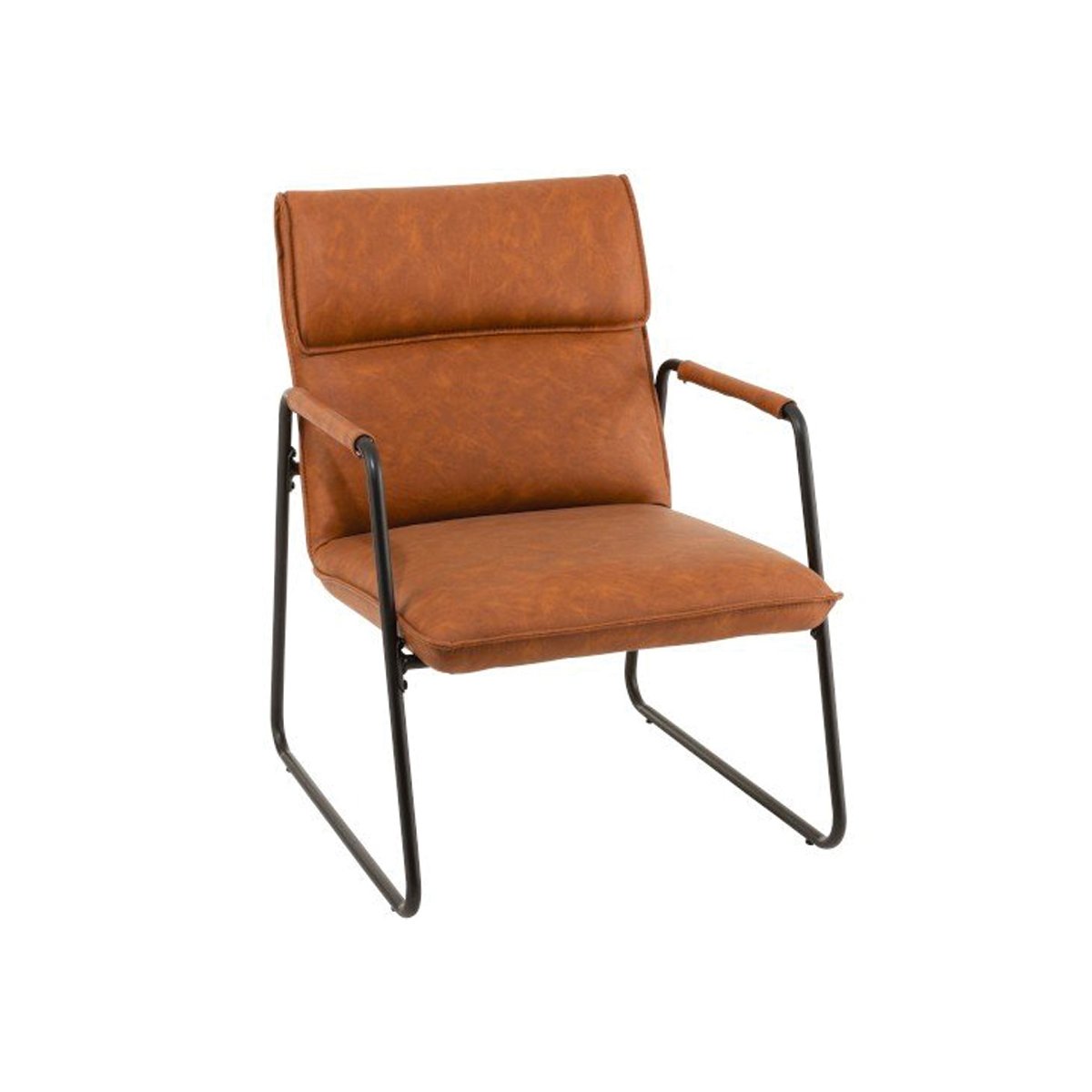 Fauteuil vintage en simili camel (photo) Fauteuil vintage en simili camel