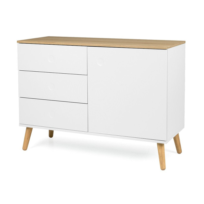 Buffet scandinave 109cm 3 tiroirs et 1 porte Blanc