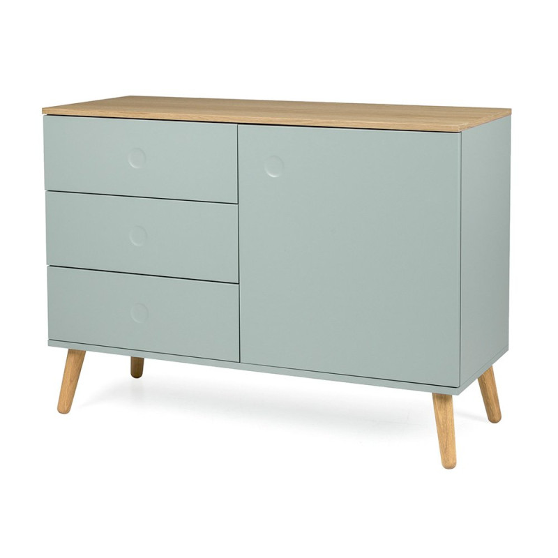 Buffet scandinave 109cm 3 tiroirs et 1 porte Vert