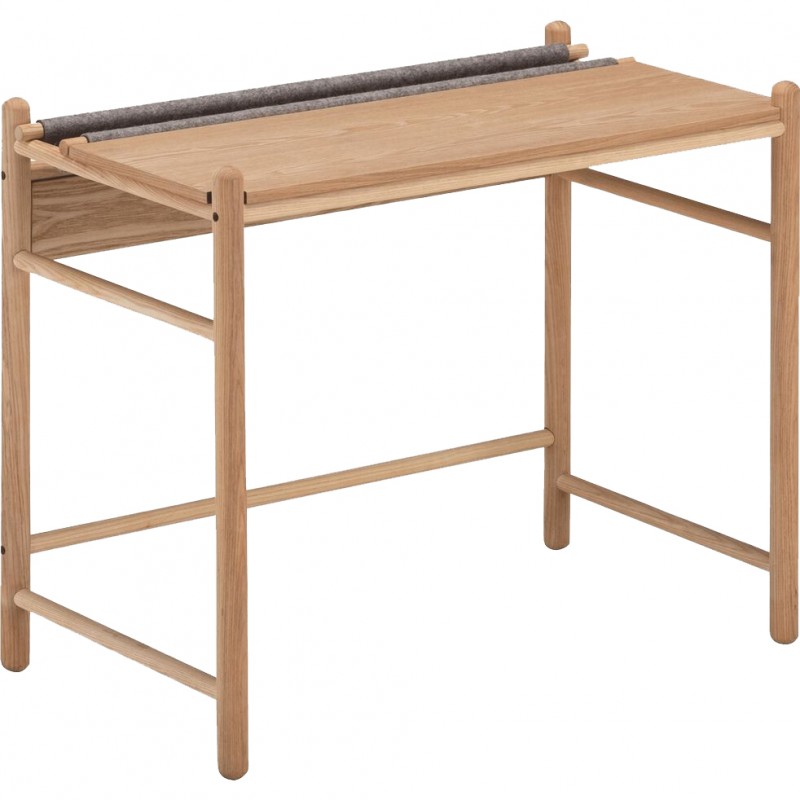 Bureau en bois de frêne et feutrine gris Bureau en bois de frêne et feutrine gris