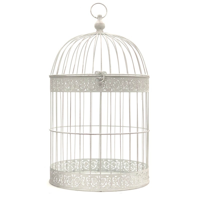 Cage oiseaux décorative fer ronde blanc Cage oiseaux décorative fer ronde blanc