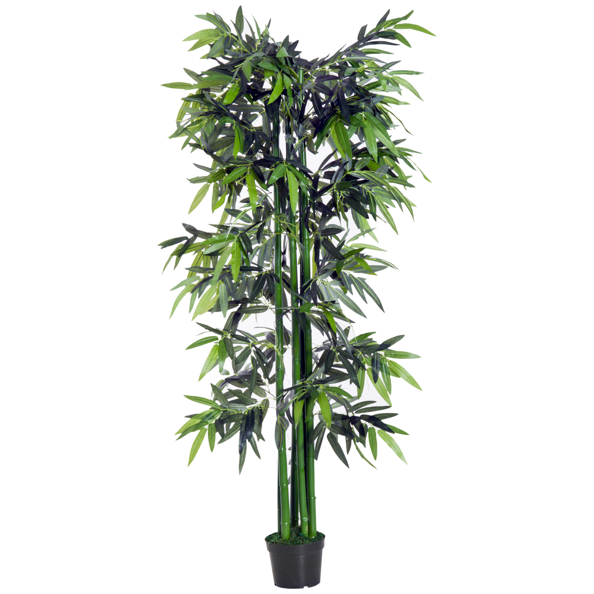 Bambou artificiel H. 180 cm nombreuses feuilles pot inclus