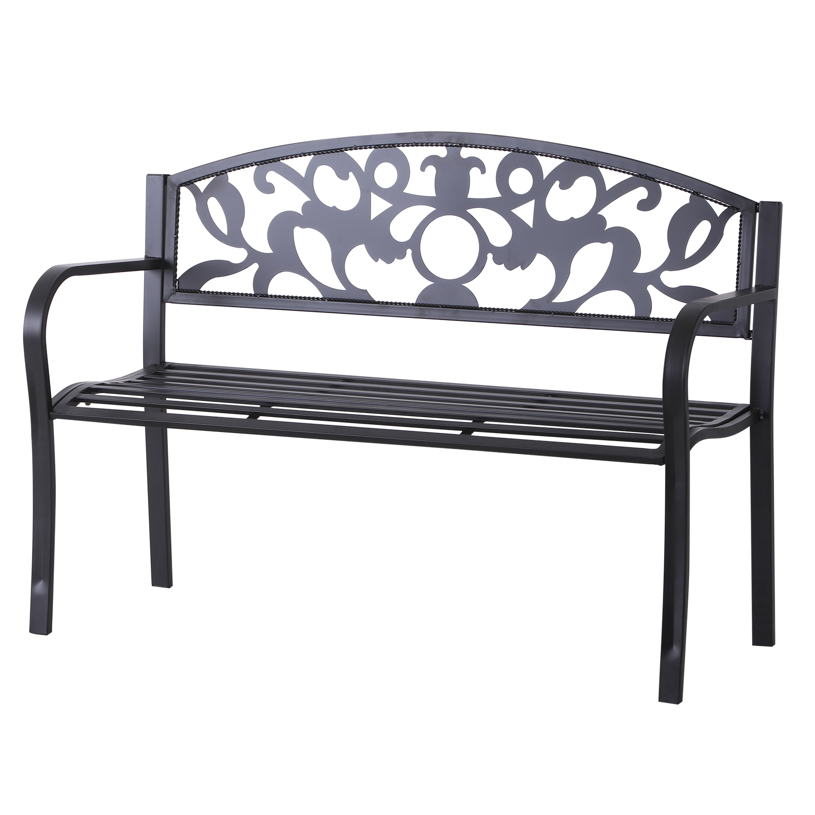 Banc de jardin 3 places métal époxy noir Banc de jardin 3 places métal époxy noir