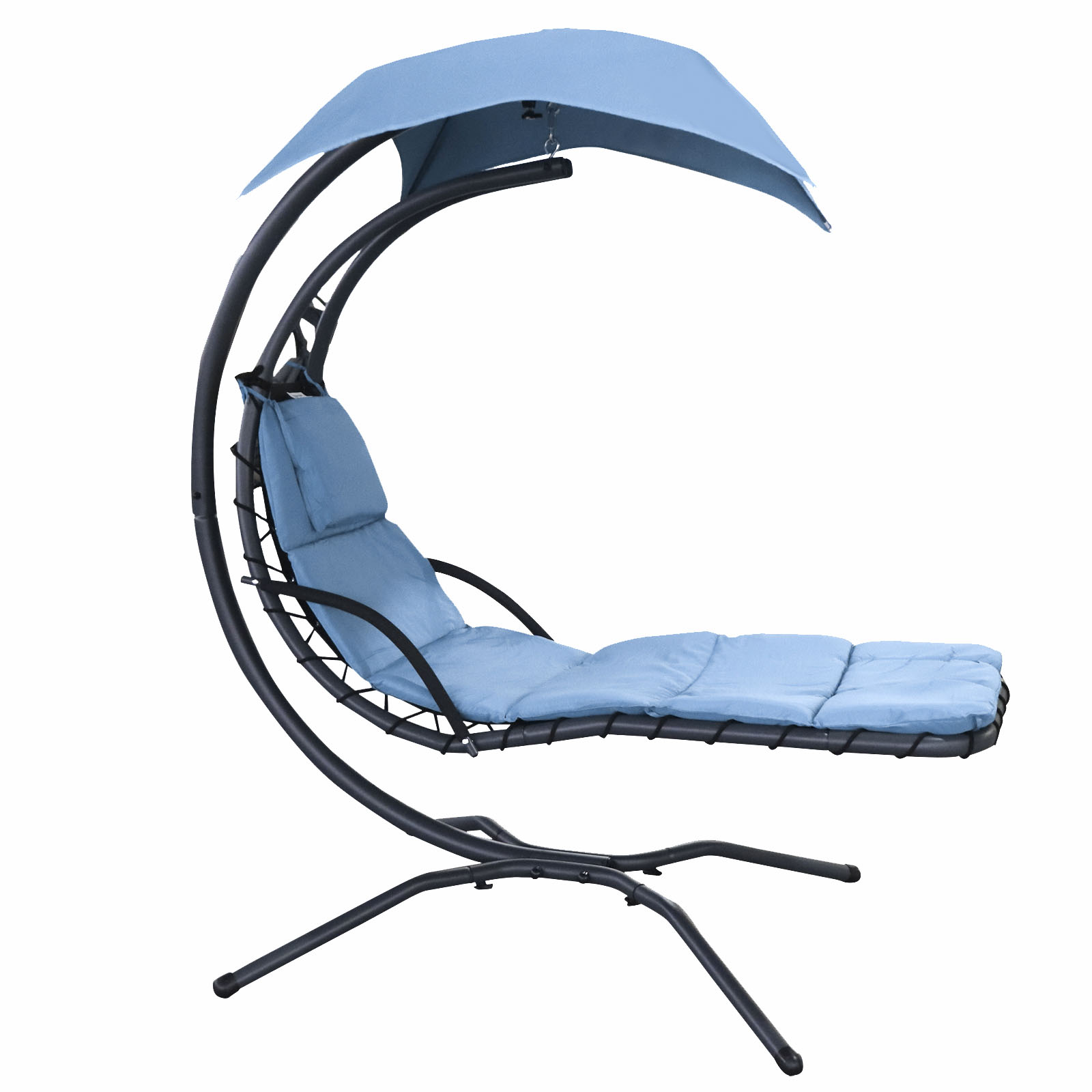Transat suspendu design pare-soleil et matelas inclus turquoise