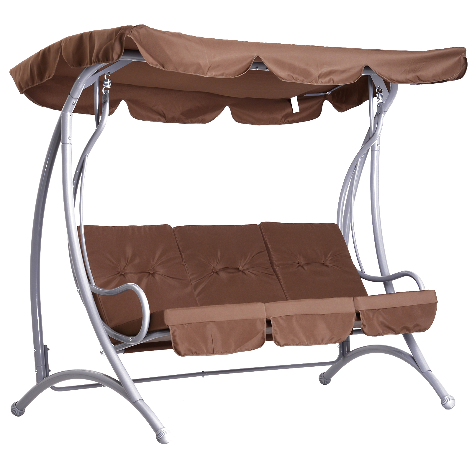 Balancelle de jardin 3 places acier chocolat (photo) Balancelle de jardin 3 places acier chocolat
