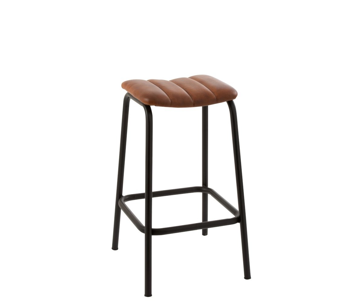 Tabouret de bar en cuir et métal