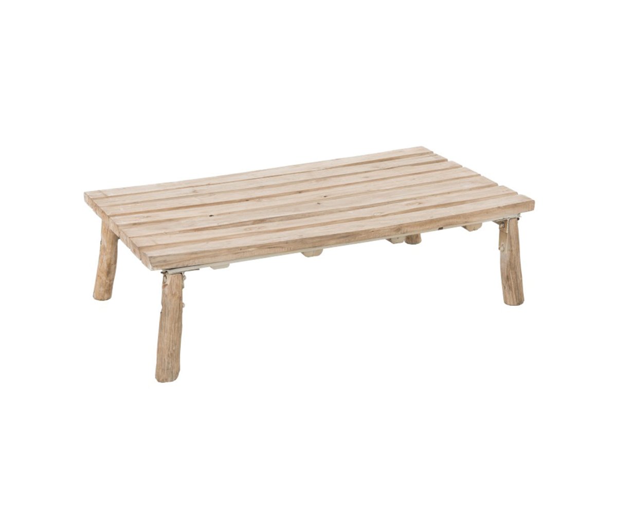 Table basse bohème bois de chêne clair