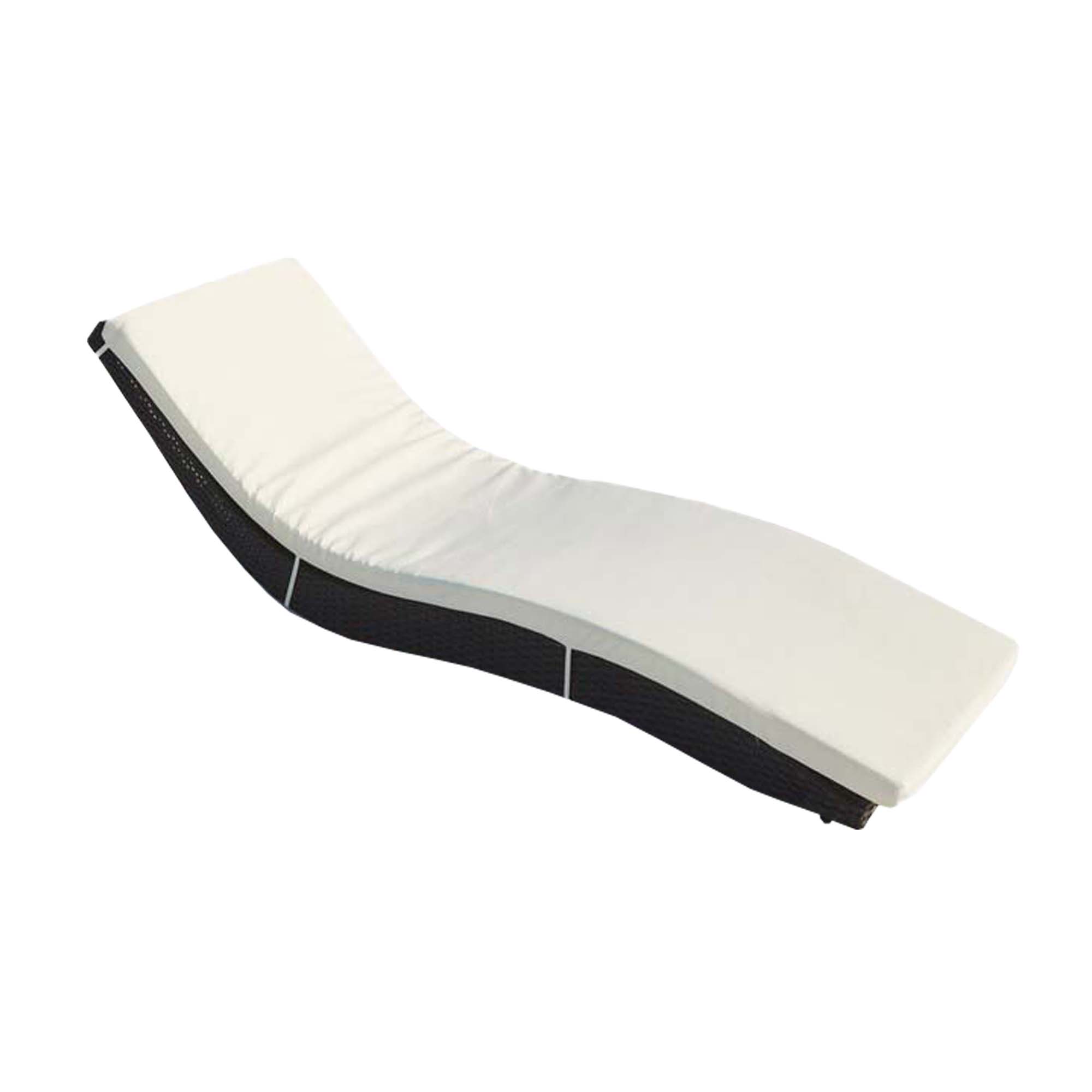Bain de soleil avec matelas en résin tressée noir et blanc (photo) Bain de soleil avec matelas en résin tressée noir et blanc