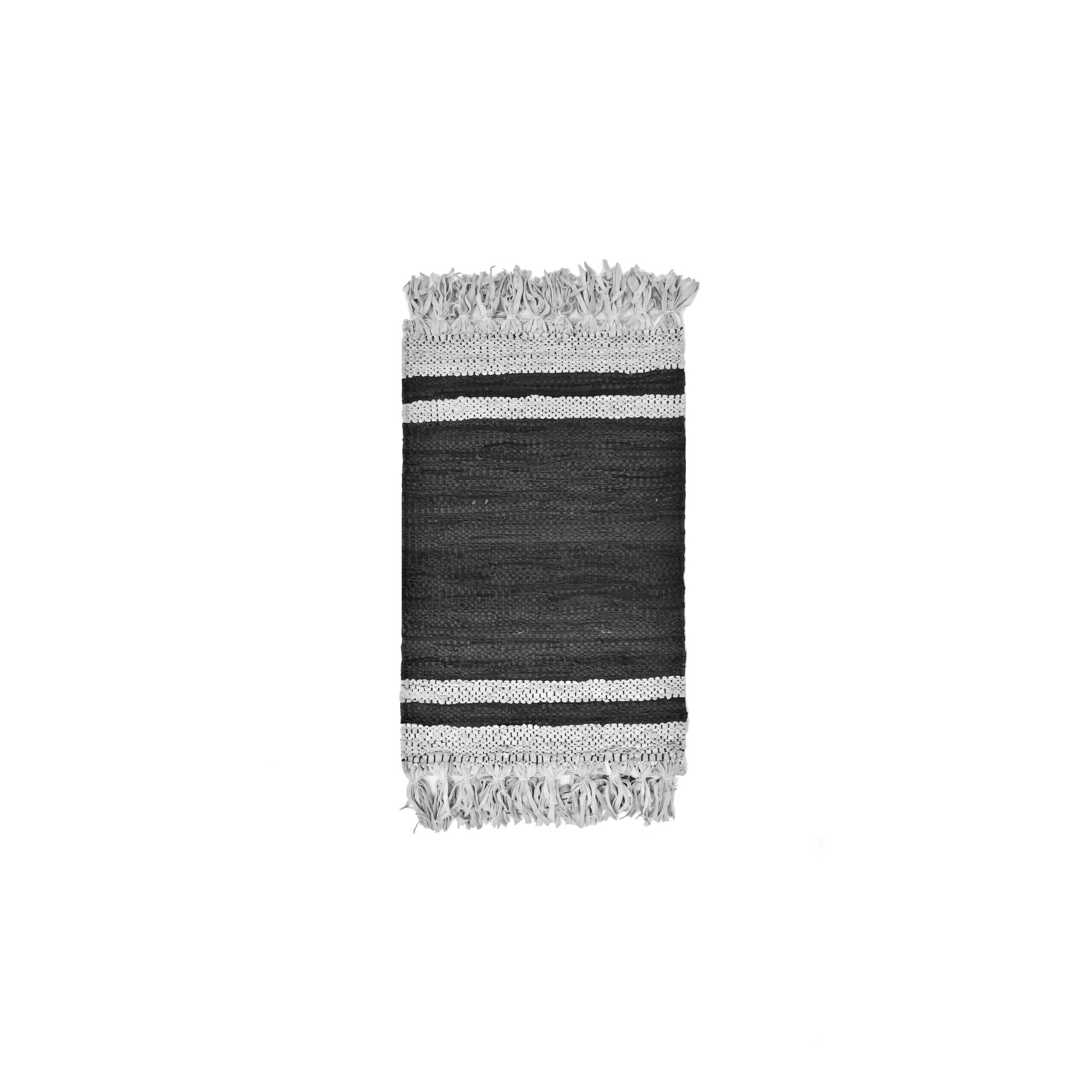 Tapis en cuir recyclé noir et gris 80x60 Tapis en cuir recyclé noir et gris 80x60