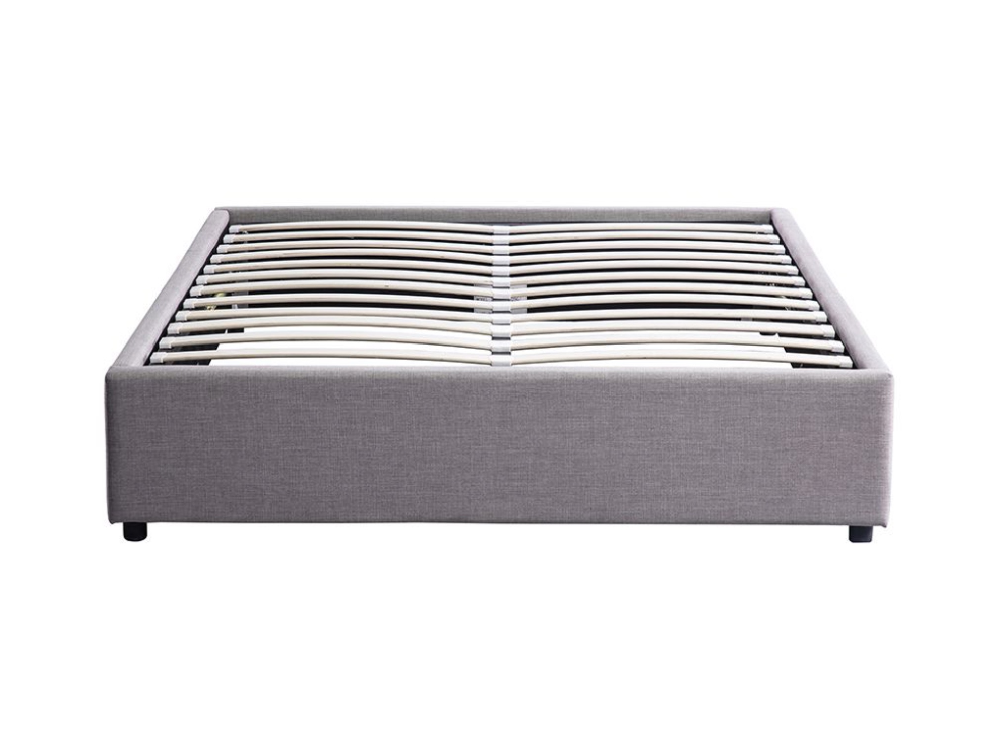 Lit coffre avec sommier relevable en tissu gris clair 160x200 (photo) Lit coffre avec sommier relevable en tissu gris clair 160x200