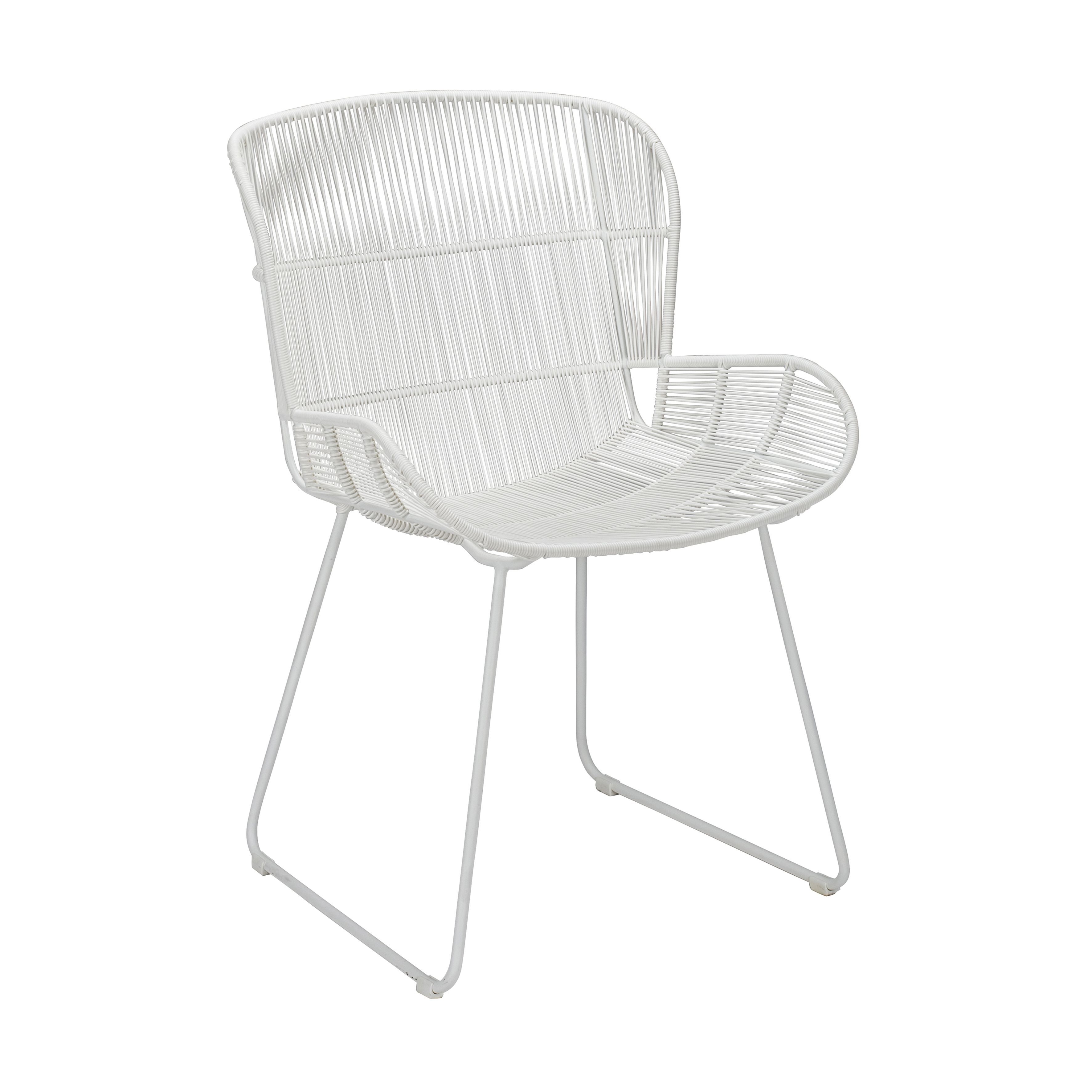 Fauteuil de table extérieur en polypropylène blanc