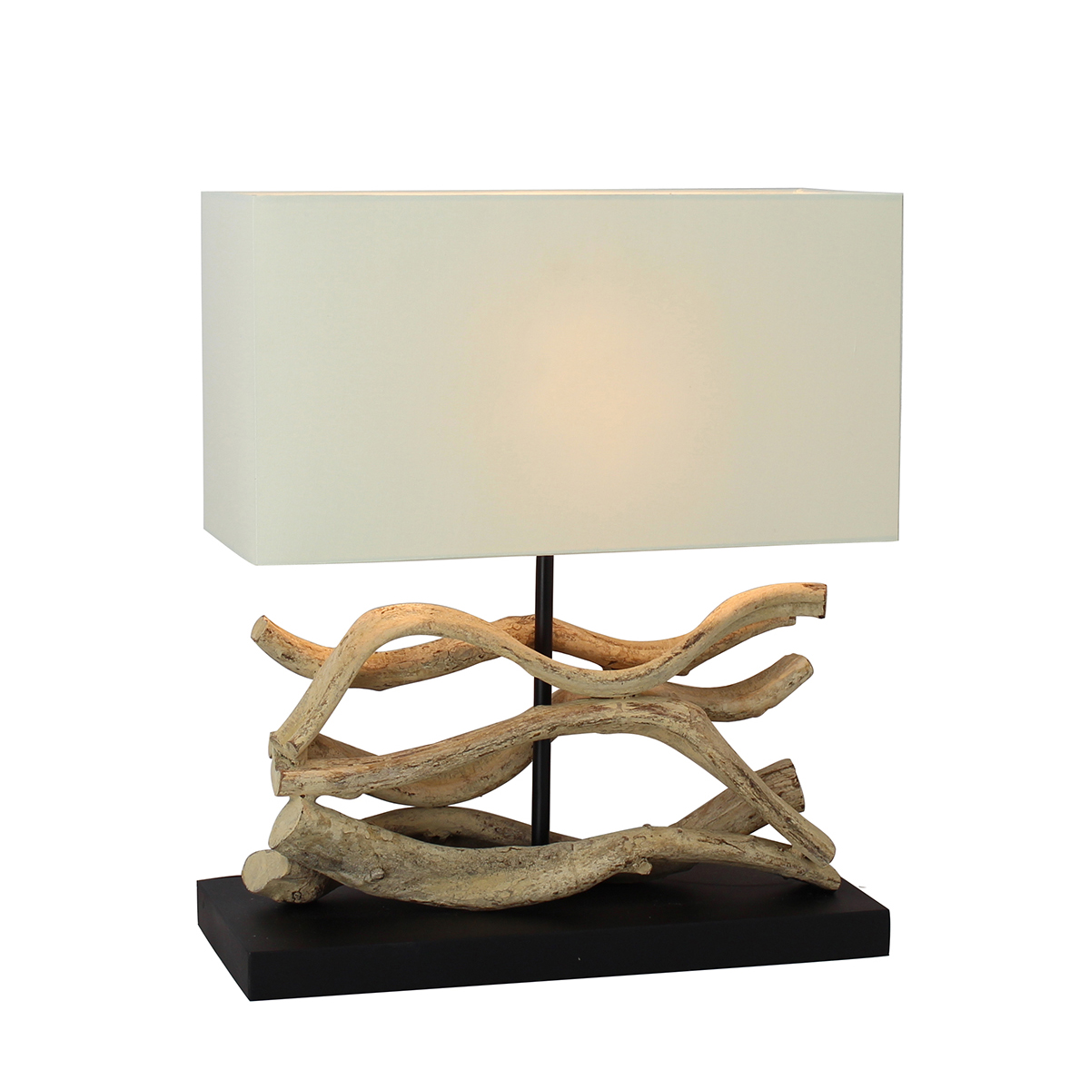 Lampe en teck avec abat-jour blanc Lampe en teck avec abat-jour blanc