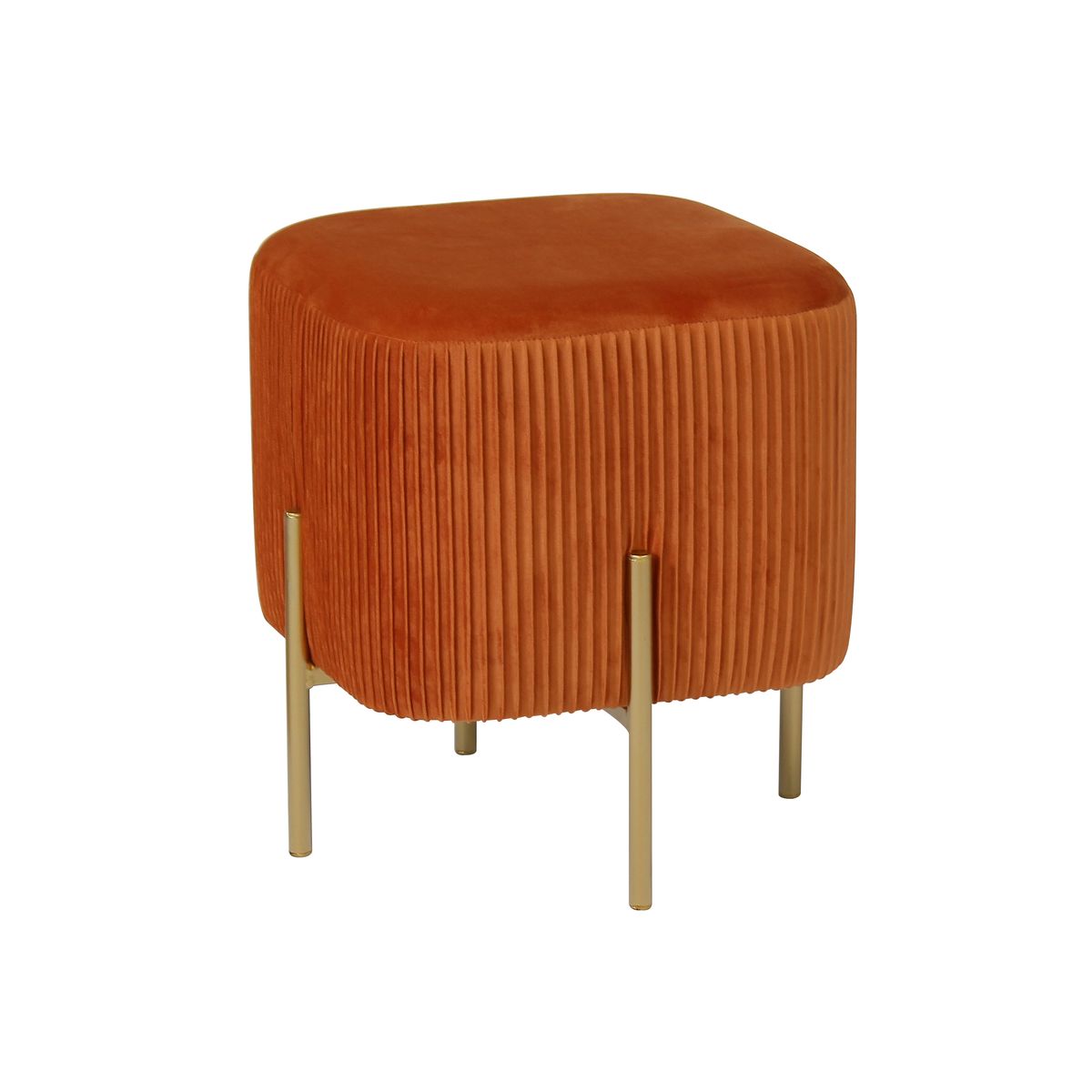 Tabouret en velours terracotta pied en métal doré Tabouret en velours terracotta pied en métal doré