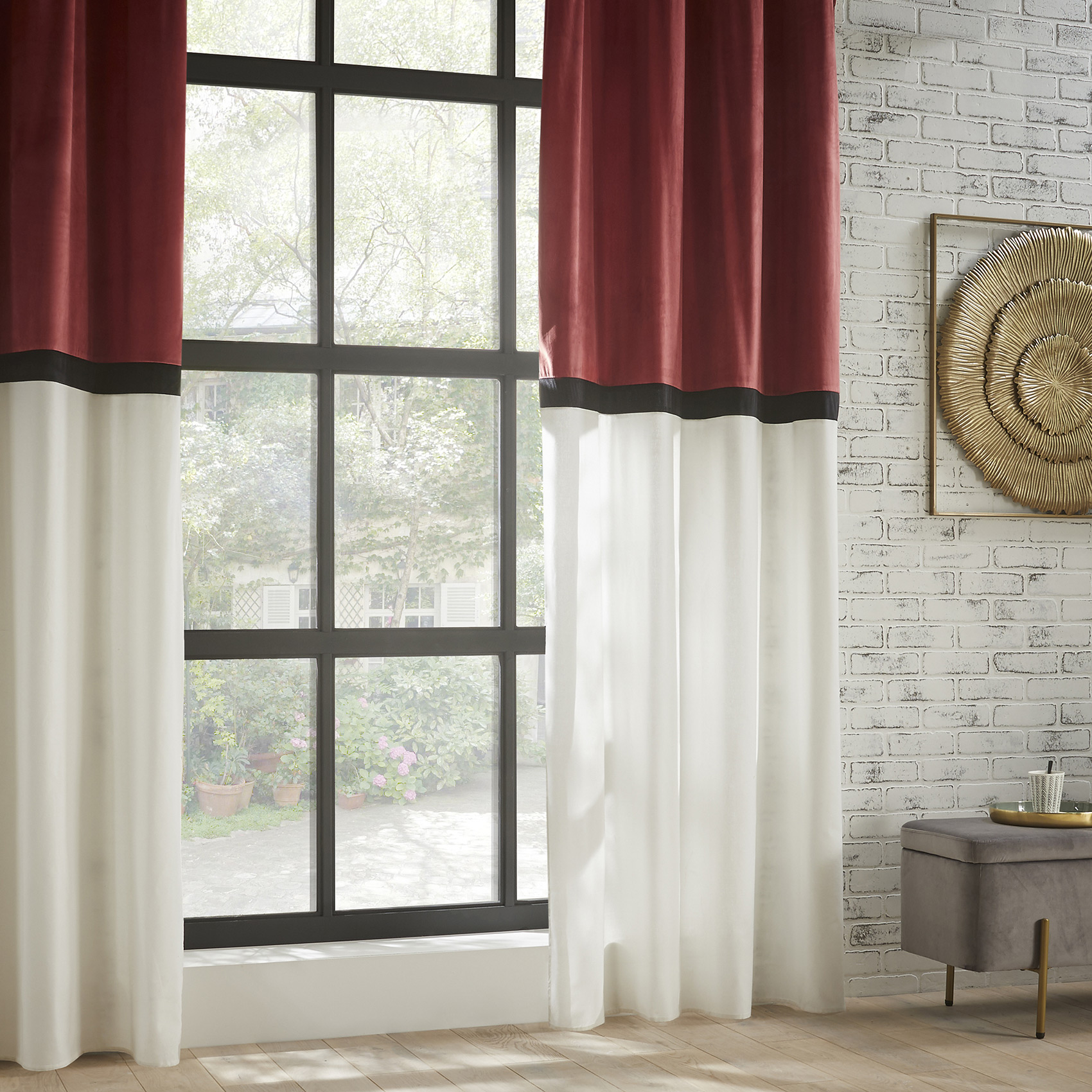 Rideau bicolore style hôtel polyester terracotta 260x140 Rideau bicolore style hôtel polyester terracotta 260x140