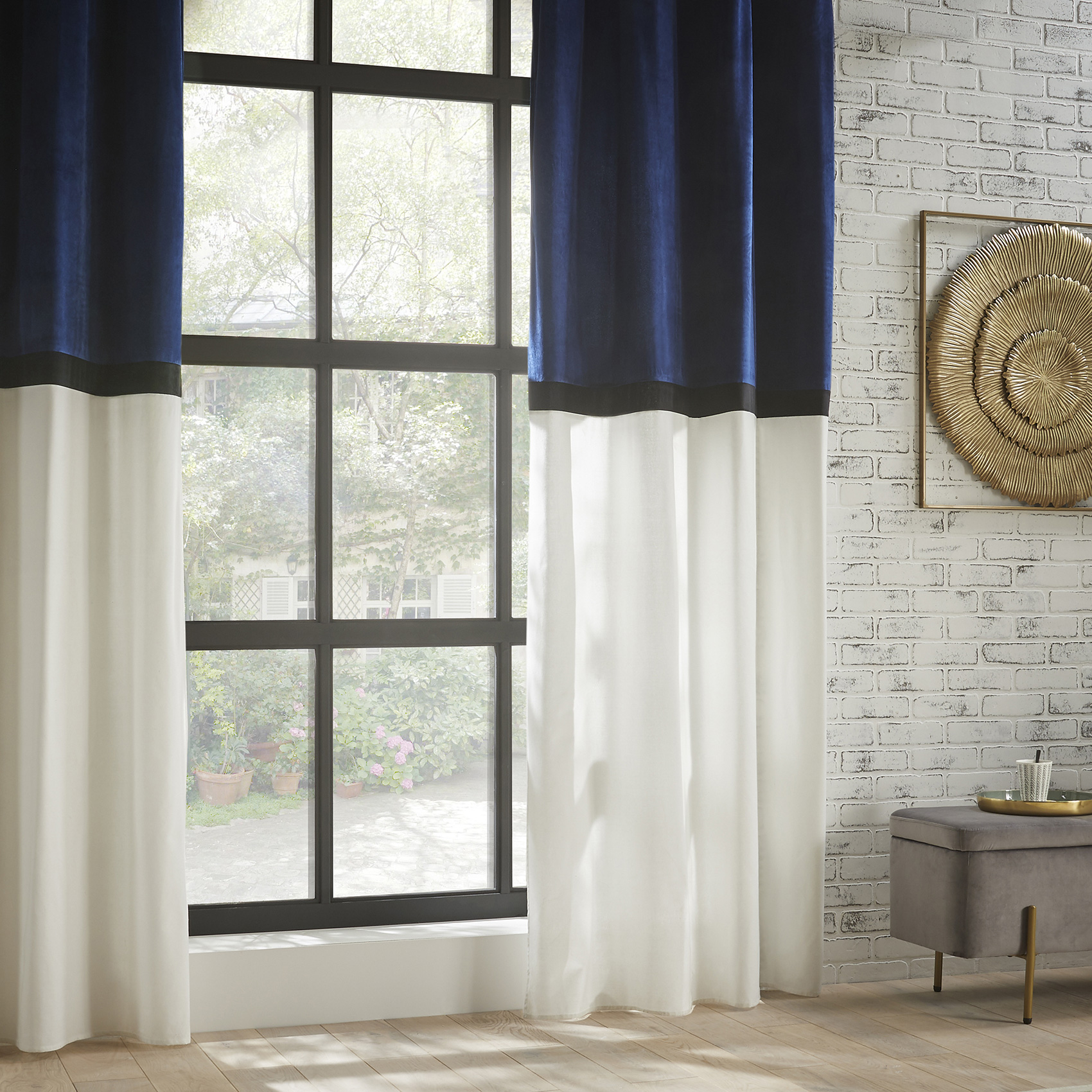 Rideau bicolore style hôtel polyester bleu 260x140 Rideau bicolore style hôtel polyester bleu 260x140