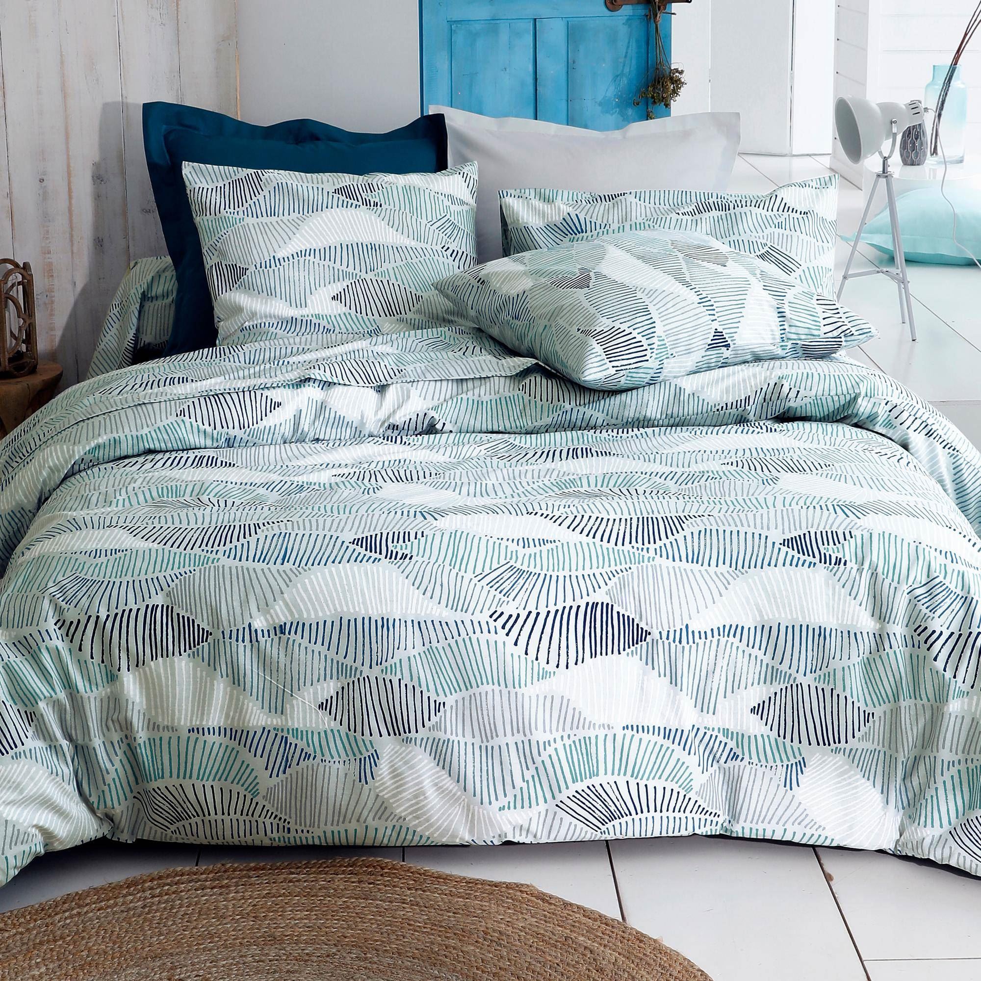 Housse de couette 260x240 en coton bleu Housse de couette 260x240 en coton bleu