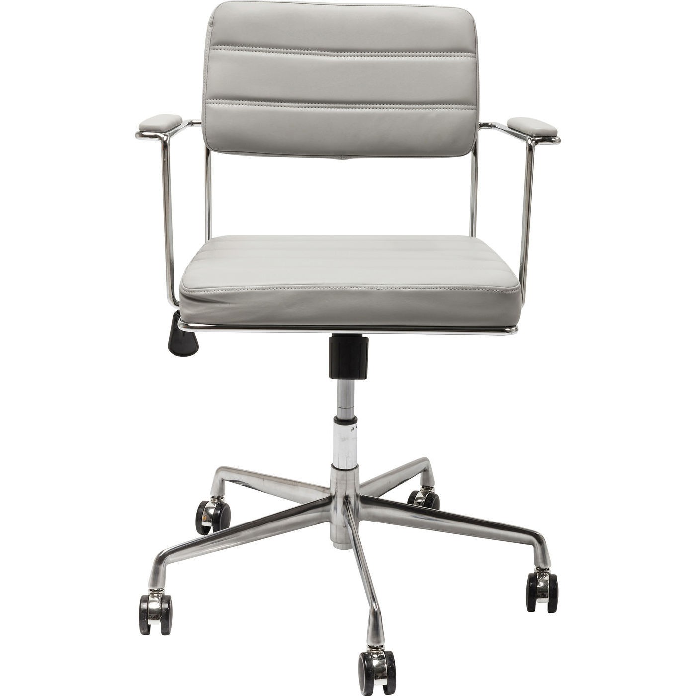Chaise de bureau réglable à roulettes grise et acier chromé Chaise de bureau réglable à roulettes grise et acier chromé