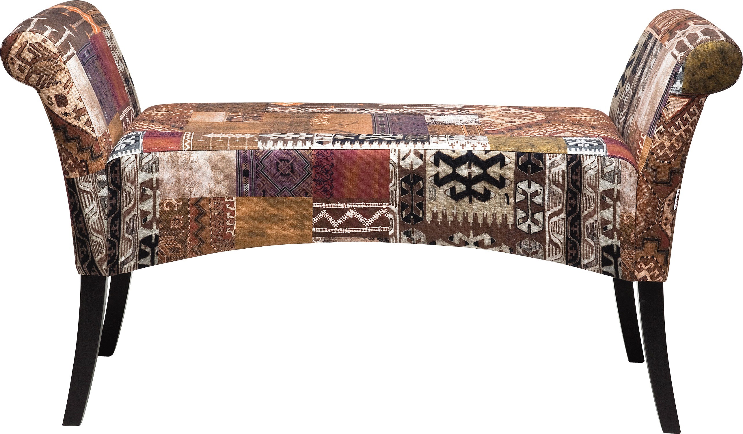 Banc 2 places patchwork marron et hêtre massif (photo) Banc 2 places patchwork marron et hêtre massif