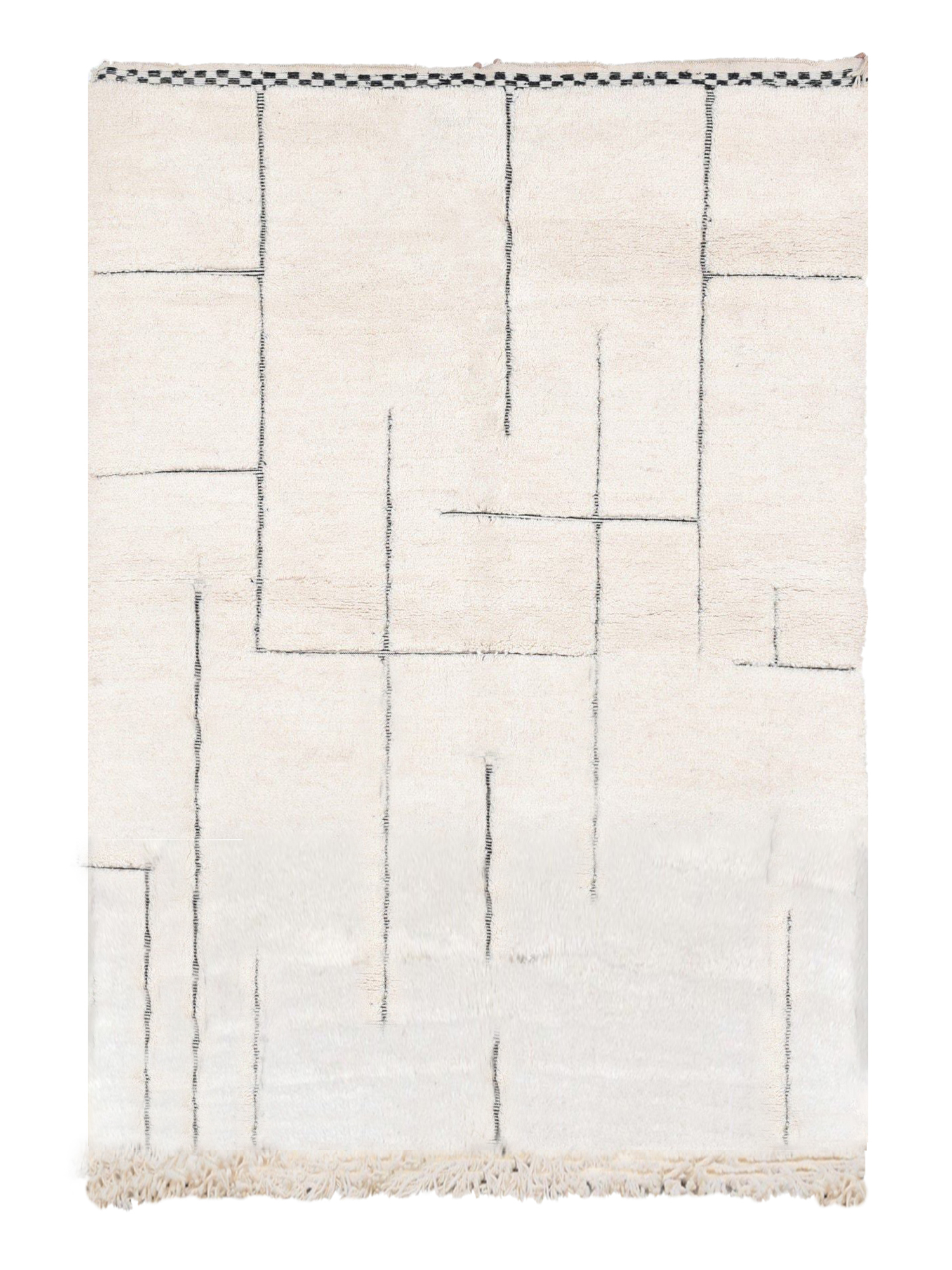 Tapis berbère original marocain laine noir blanc Elbadi 140x200