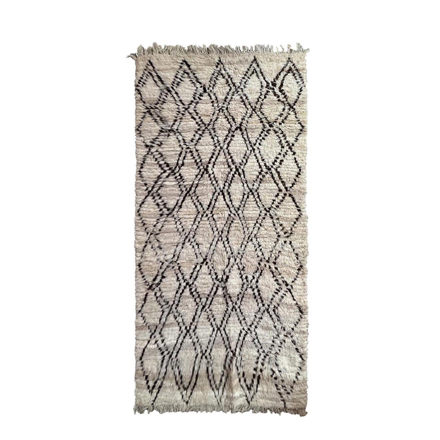 Tapis berbère original marocain laine noir blanc Mamounia 80x240