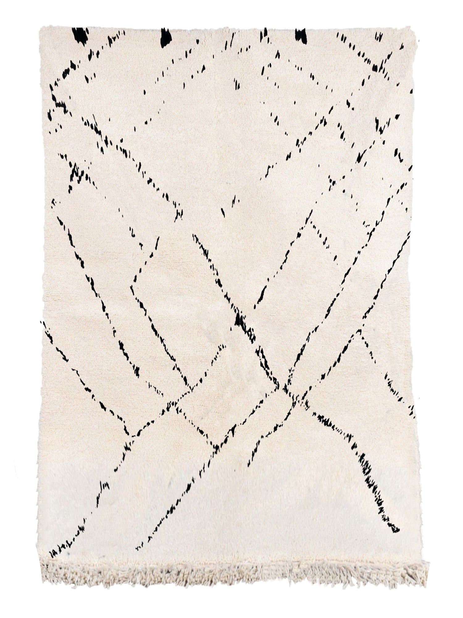 Tapis berbère original marocain laine noir blanc Mamounia 160x230
