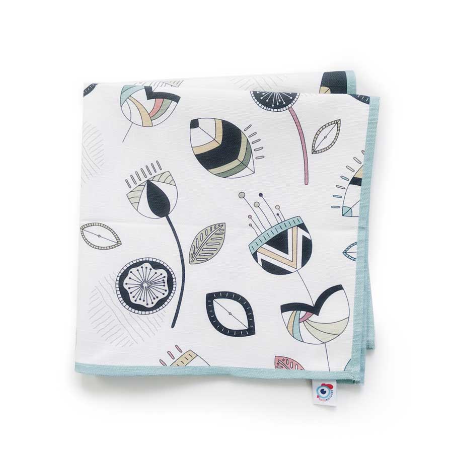 Serviette de table coton déco pastel fleurs 40x40 (photo) Serviette de table coton déco pastel fleurs 40x40