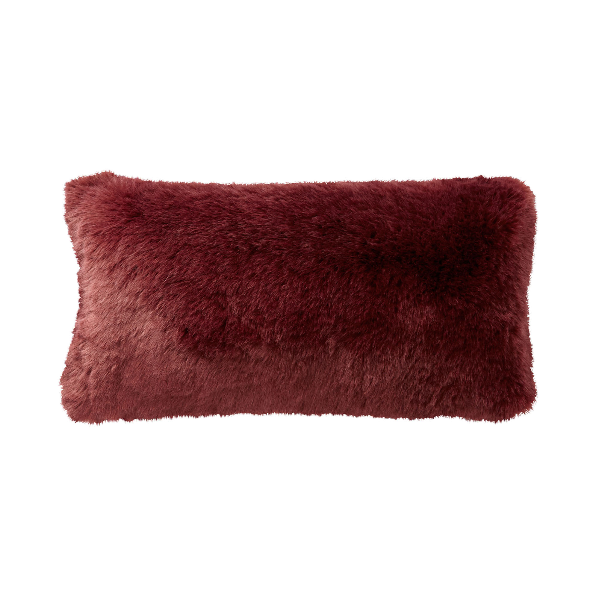 Taie de coussin en fausse fourrure et satin de coton rouge 25x50