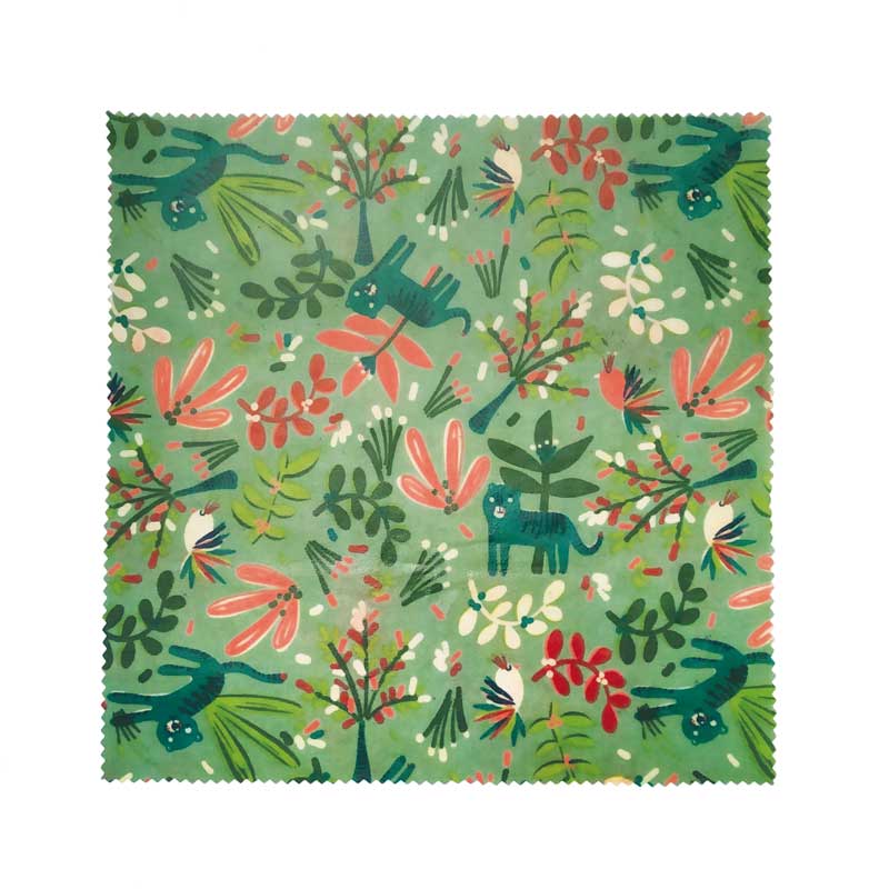 Bee wrap taille L coton, cire d'abeille vert animaux (photo) Bee wrap taille L coton, cire d'abeille vert animaux