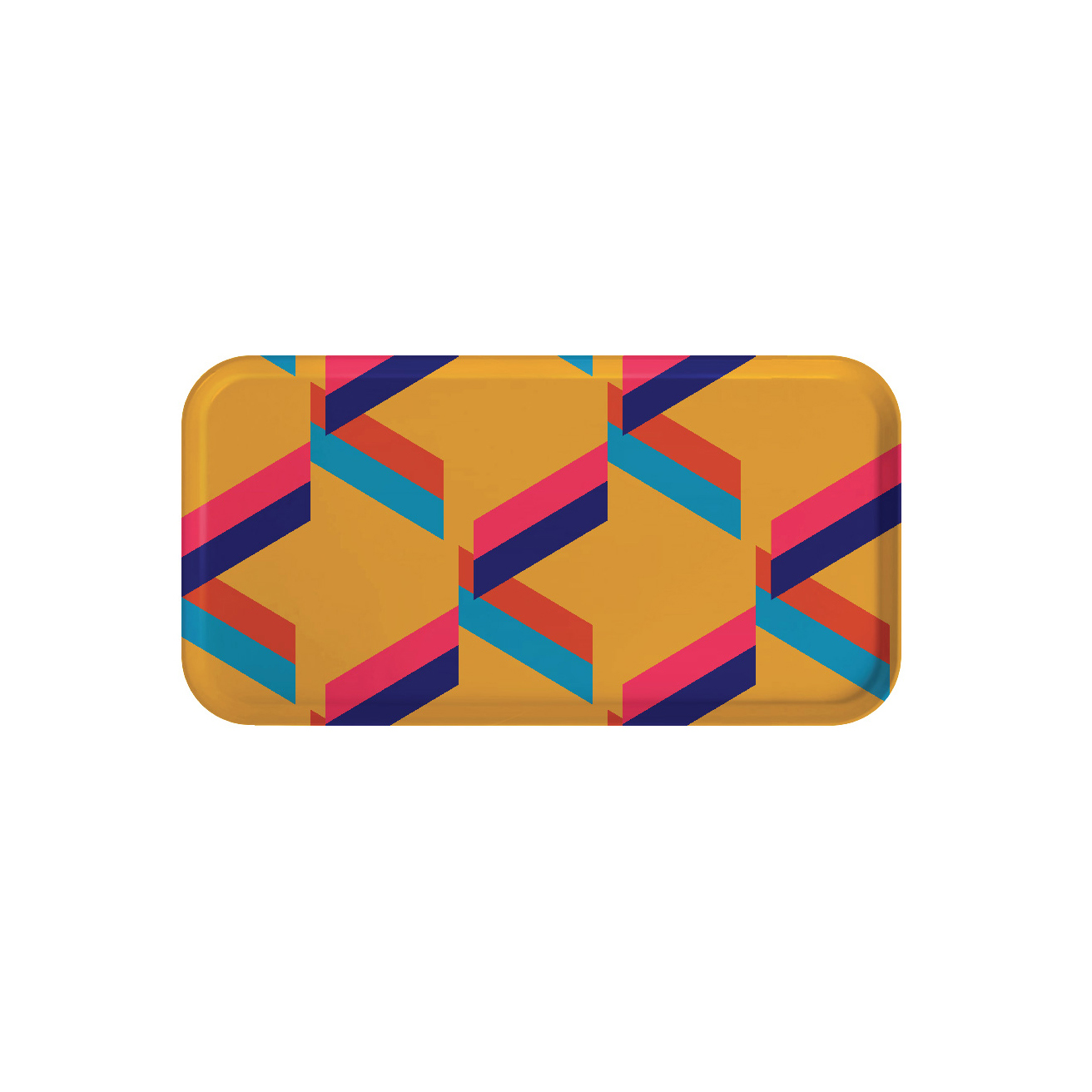 Plateau rectangulaire en bois géométrique 43x22 cm