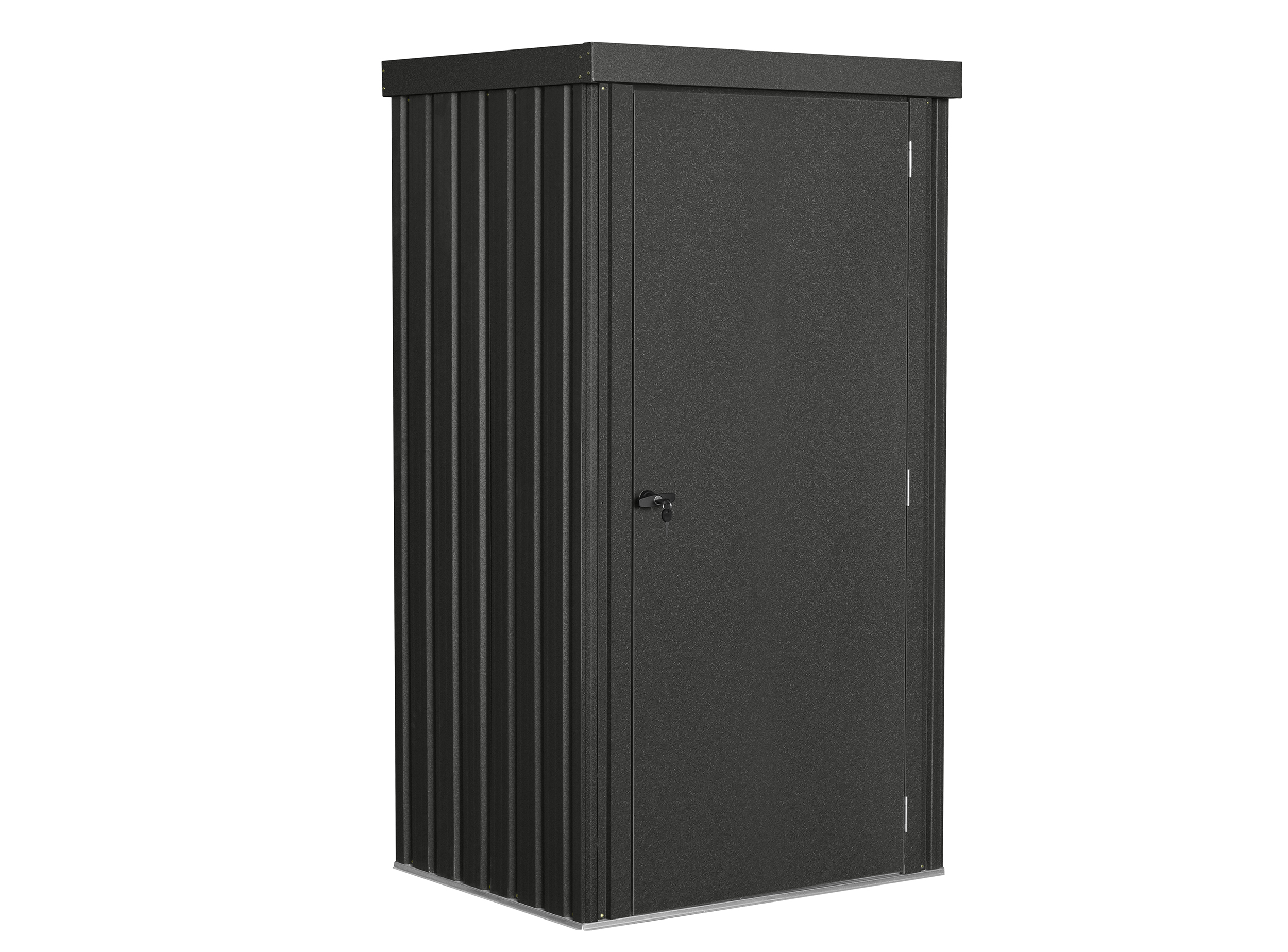 Abri de jardin porte simple en acier gris anthracite
