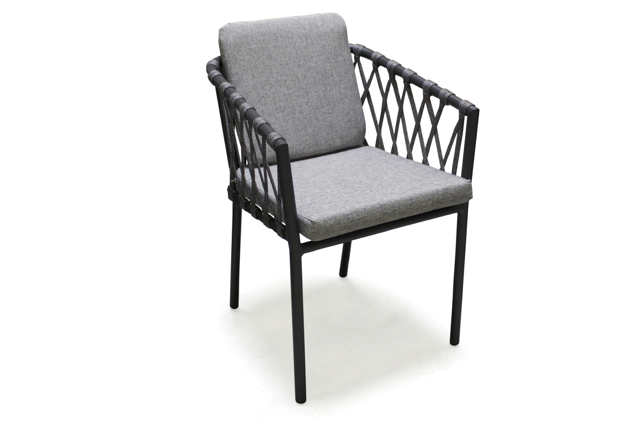 fauteuil en aluminium et corde gris anthracite