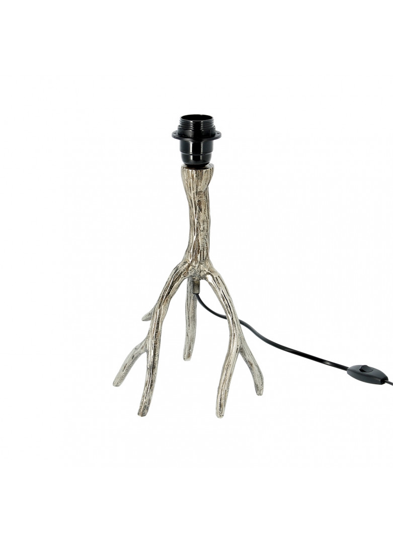 Pied de lampe cerf métal argenté H34cm Pied de lampe cerf métal argenté H34cm