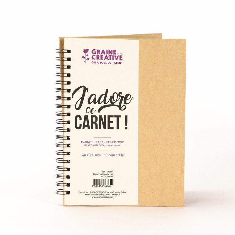 Carnet kraft à spirales papier noir 18x13cm Carnet kraft à spirales papier noir 18x13cm