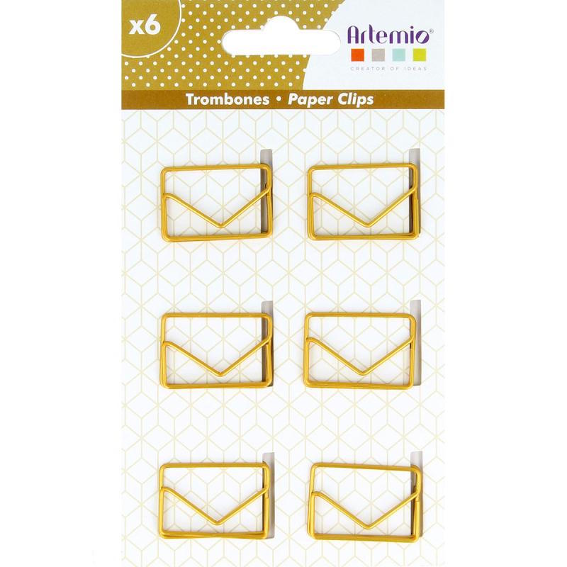 6 trombones enveloppes dorés 3x2cm (photo) 6 trombones enveloppes dorés 3x2cm