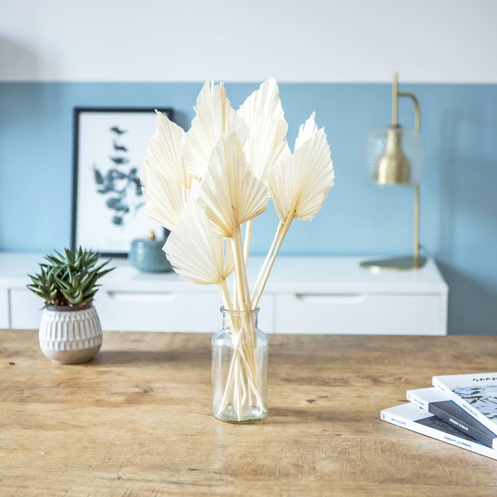 Botte de fleurs séchées palmes blanches x10 (photo) Botte de fleurs séchées palmes blanches x10