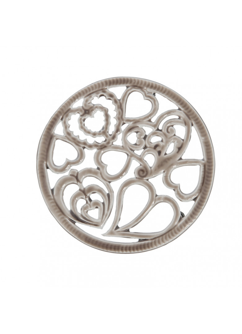 Dessous de plat rond cœurs nacré gris Dessous de plat rond cœurs nacré gris