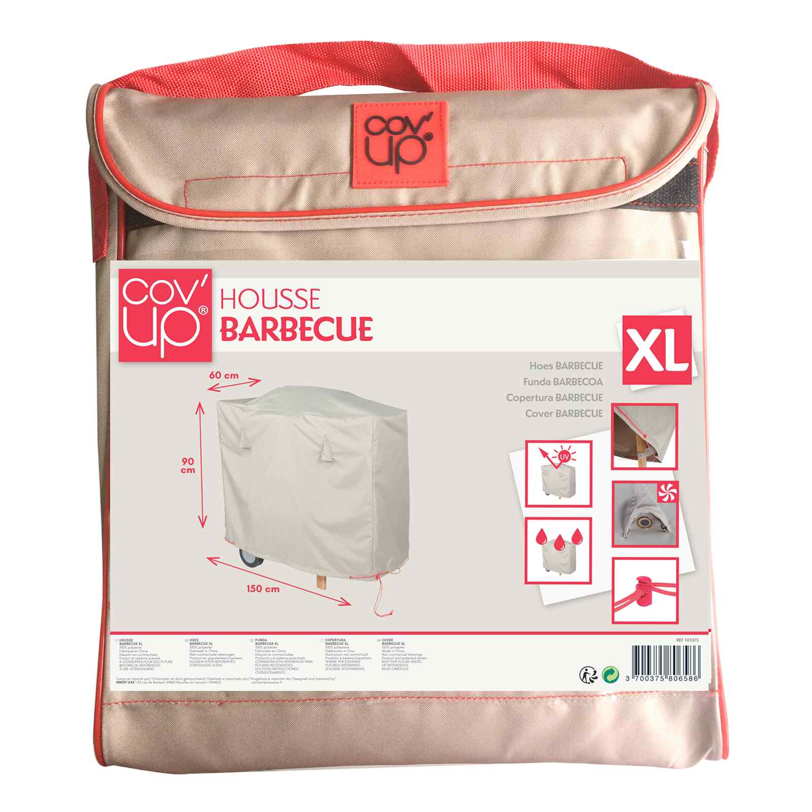 Housse de protection barbecue en polyester taupe (photo) Housse de protection barbecue en polyester taupe