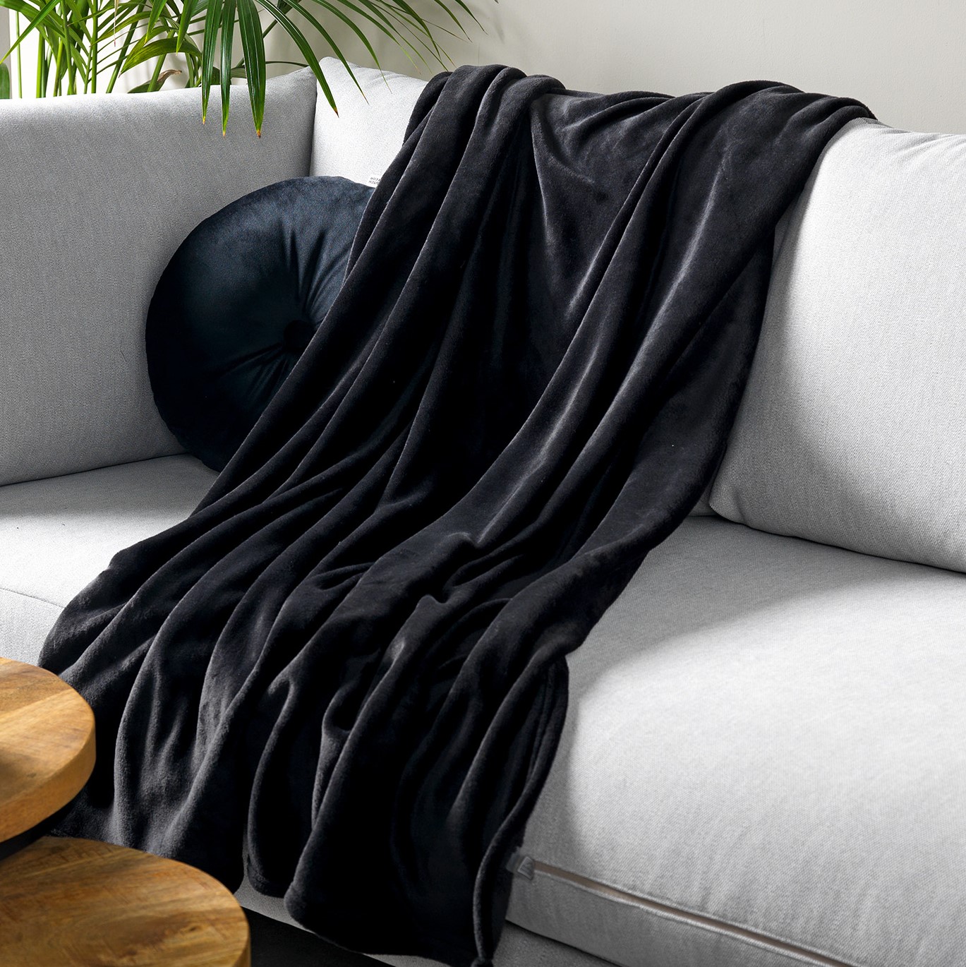 plaid noir fleece 150x200 cm uni