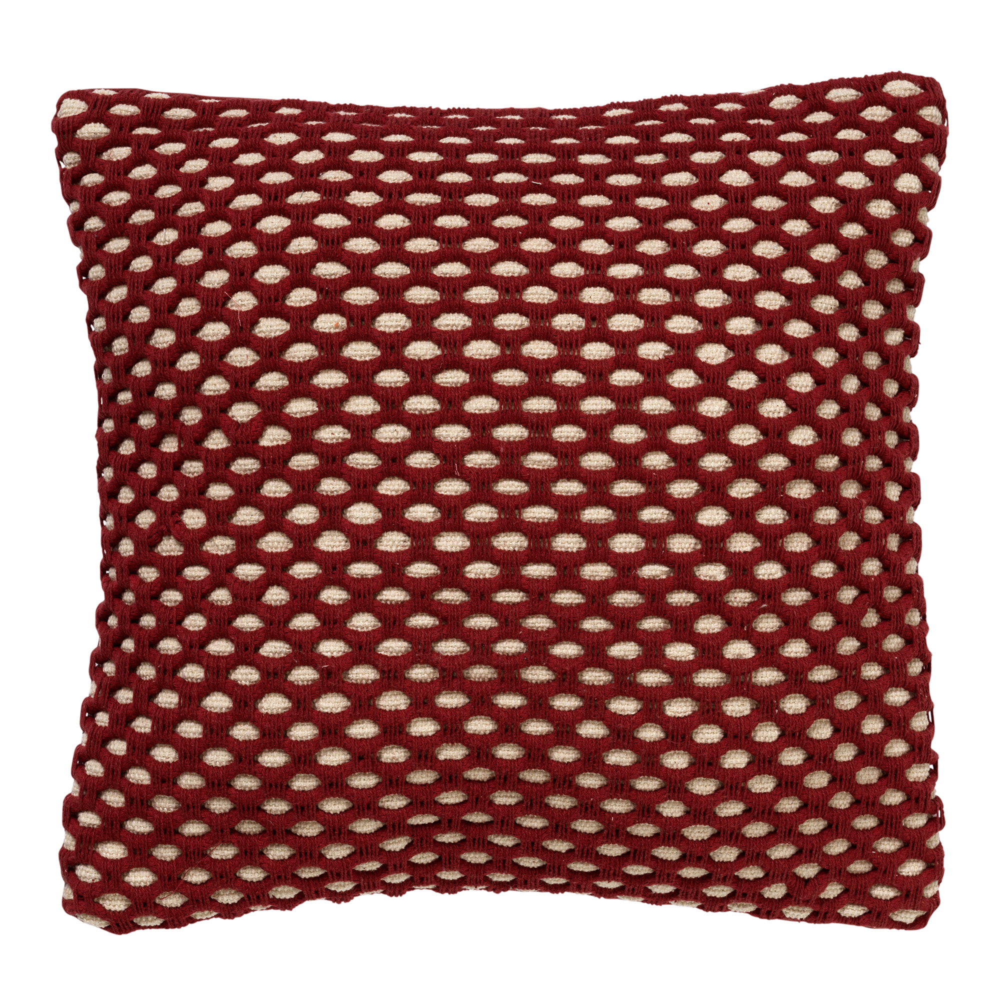 Coussin rouge   45x45 cm  avec un motif à carreaux