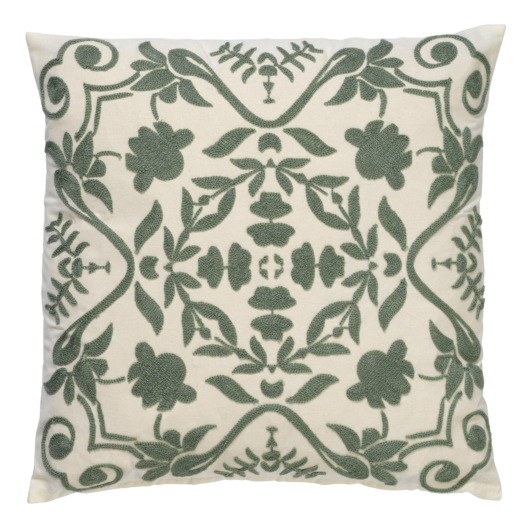 Coussin - vert en coton 45x45 cm avec motif fleuri