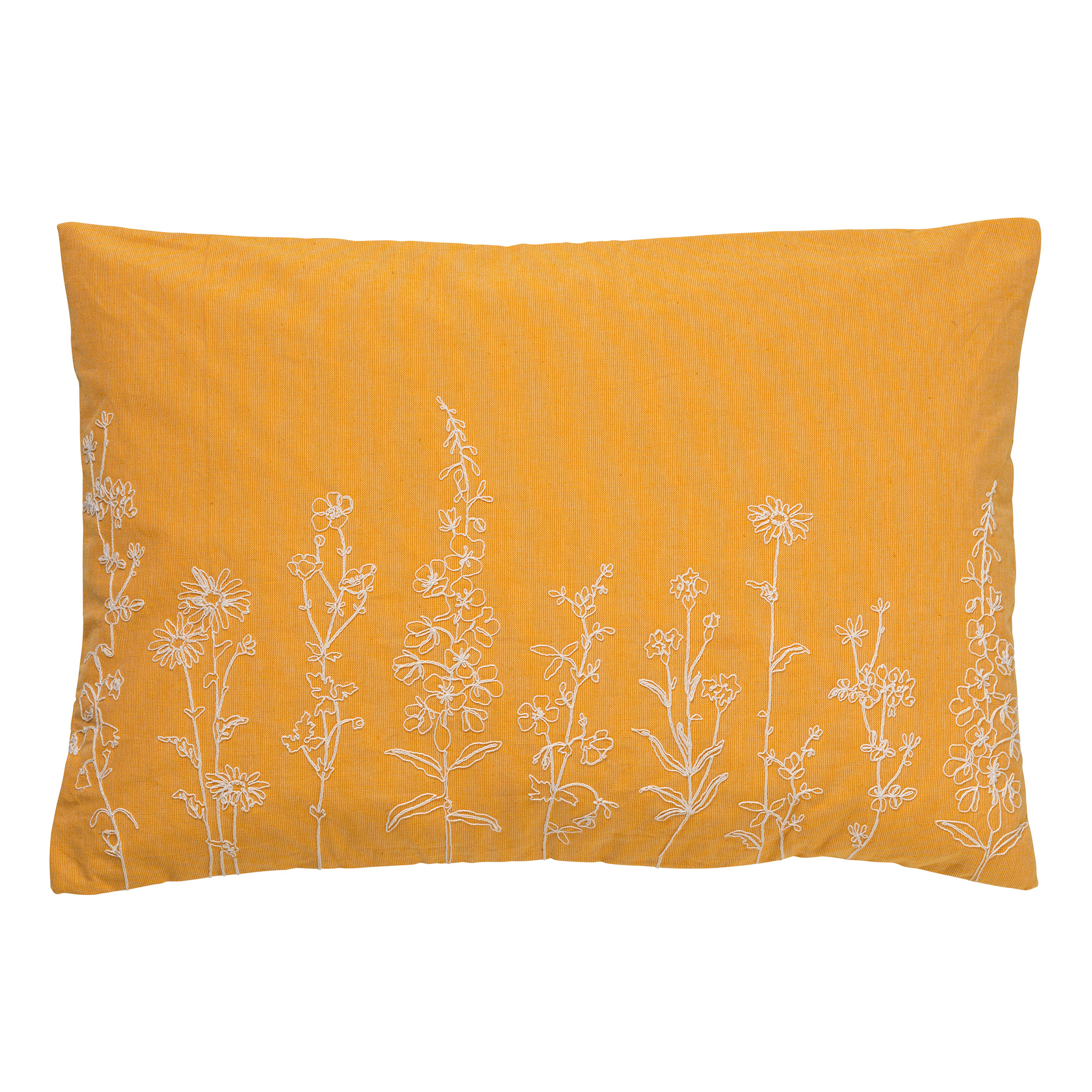 Coussin - jaune en coton 40x60 cm avec motif fleuri